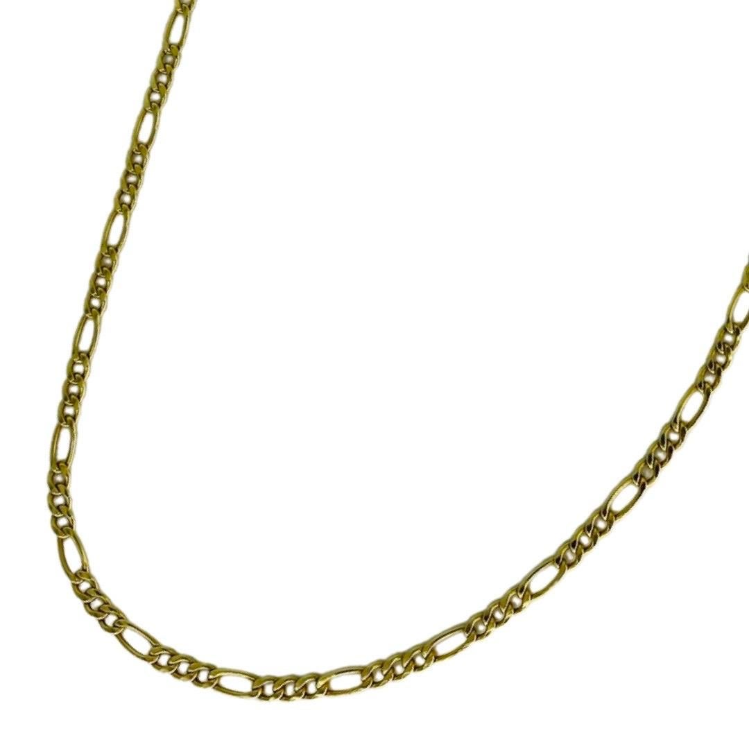 Vintage Designer 4mm Figaro Link Necklace Chain 18k Gold Italy 2