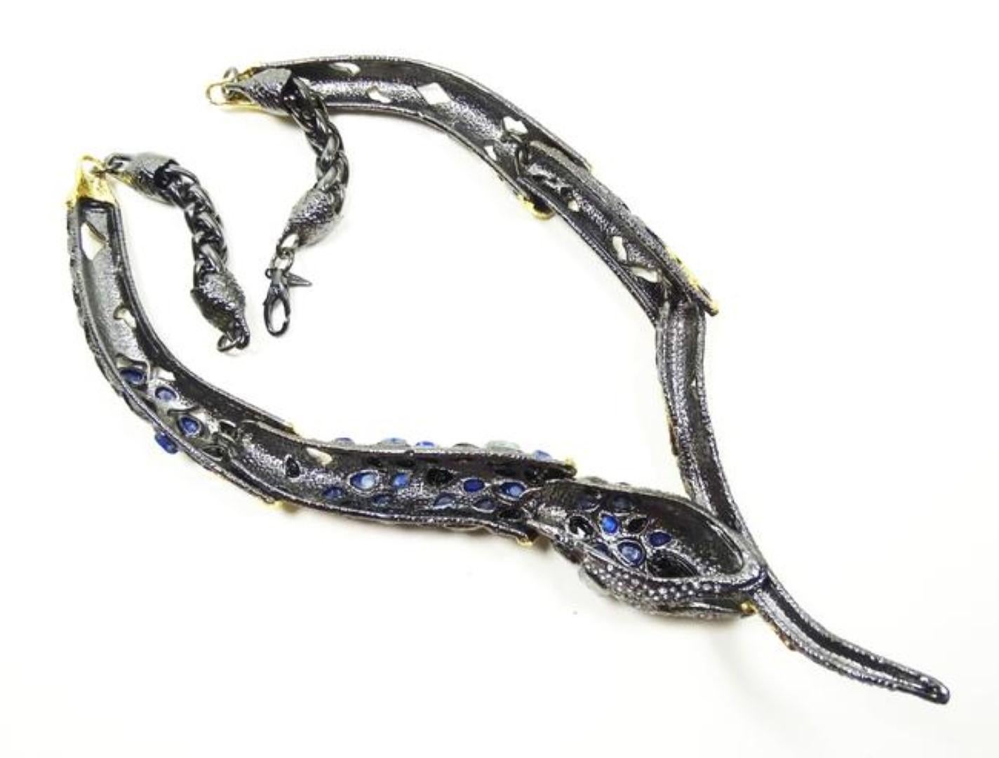 Women's Red Carpet Oscar Worthy Designer Alexis Bittar Snake Serpenti Statement Necklace