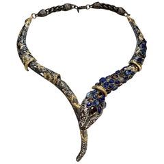 Red Carpet Oscar Worthy Designer Alexis Bittar Snake Serpenti Statement Necklace
