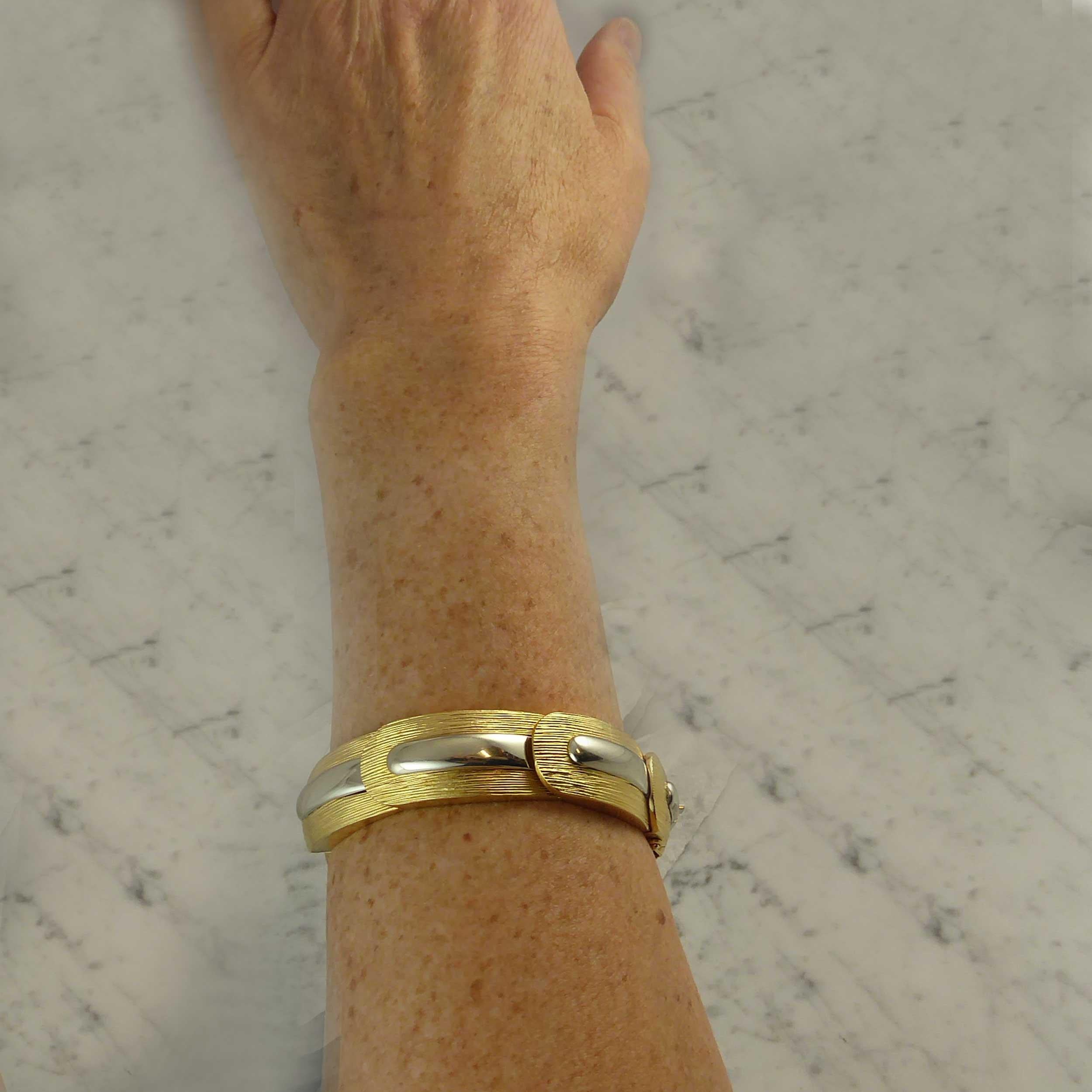 Vintage Designer Bracelet 1974, Lapponia Finland, Yellow and White Gold, Nordic For Sale 7