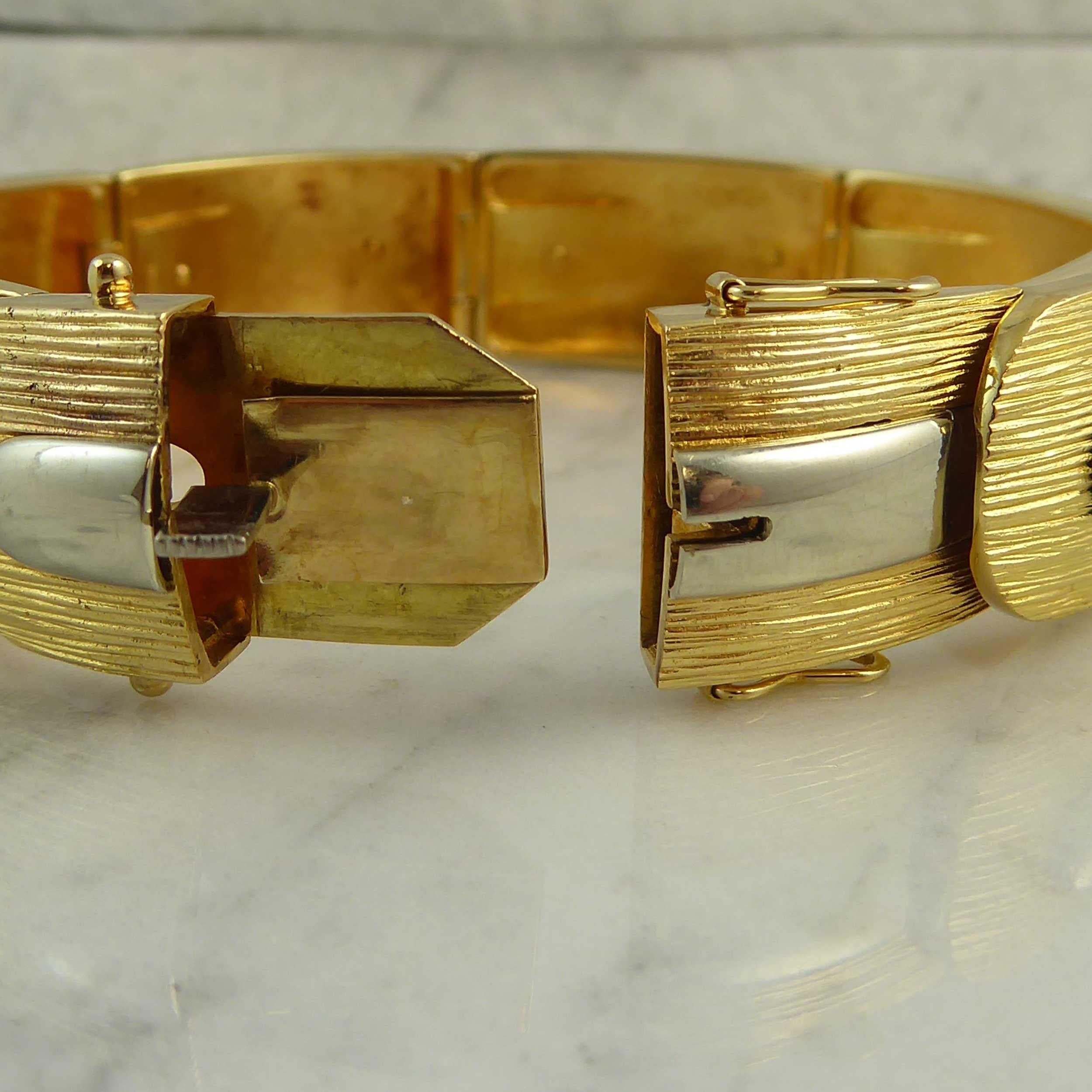 Vintage Designer Bracelet 1974, Lapponia Finland, Yellow and White Gold, Nordic In Good Condition For Sale In Yorkshire, West Yorkshire