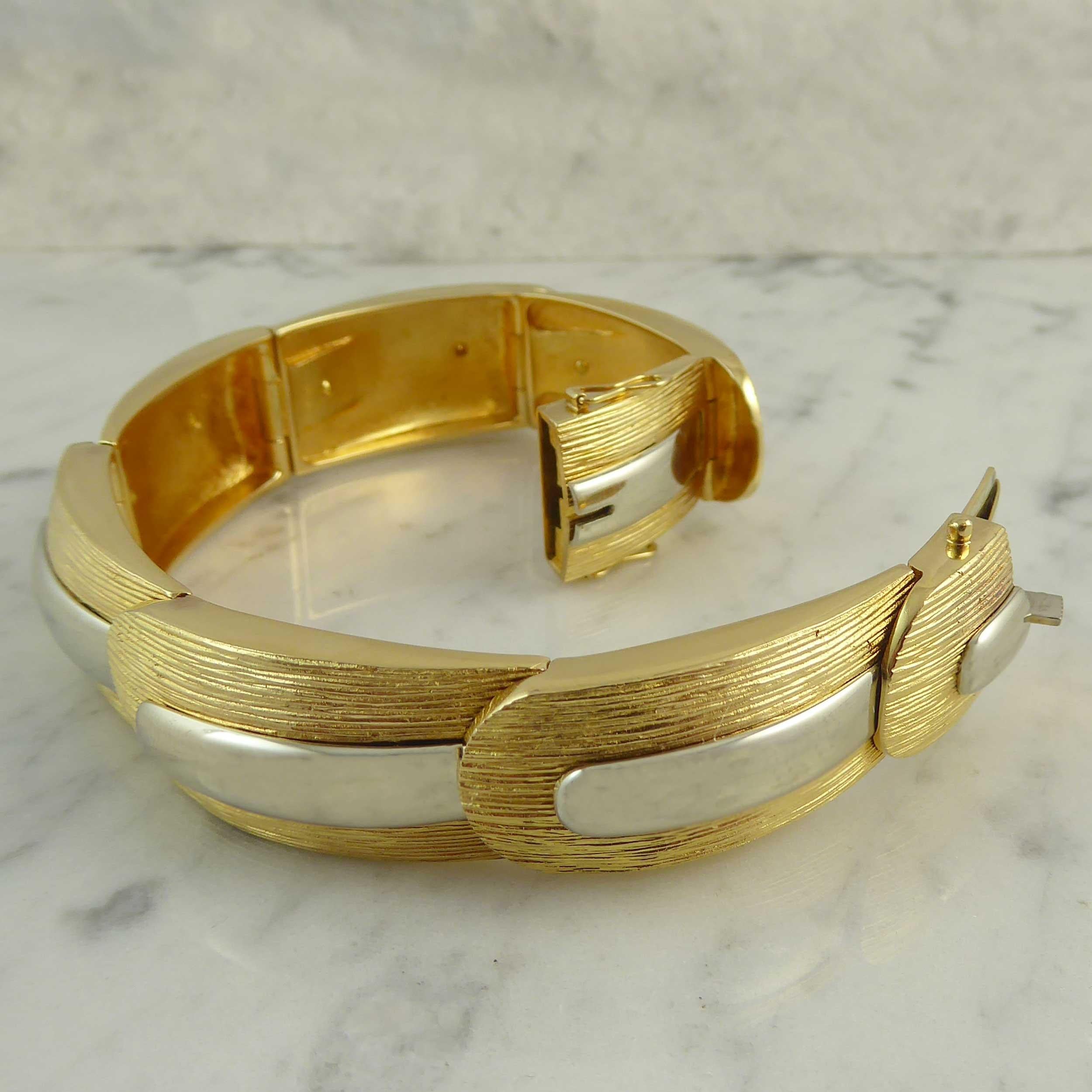Women's Vintage Designer Bracelet 1974, Lapponia Finland, Yellow and White Gold, Nordic For Sale