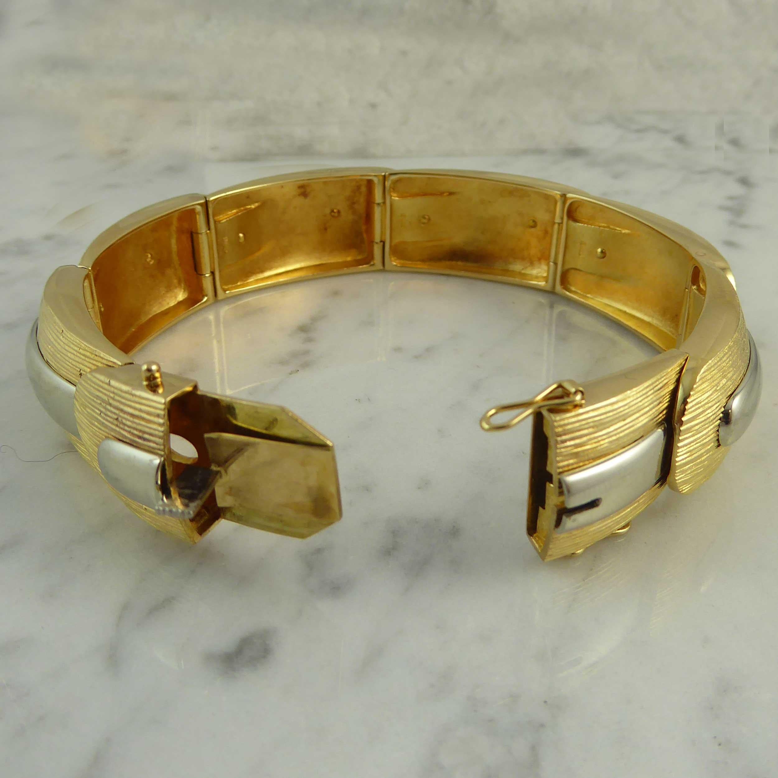 Vintage Designer Bracelet 1974, Lapponia Finland, Yellow and White Gold, Nordic For Sale 2