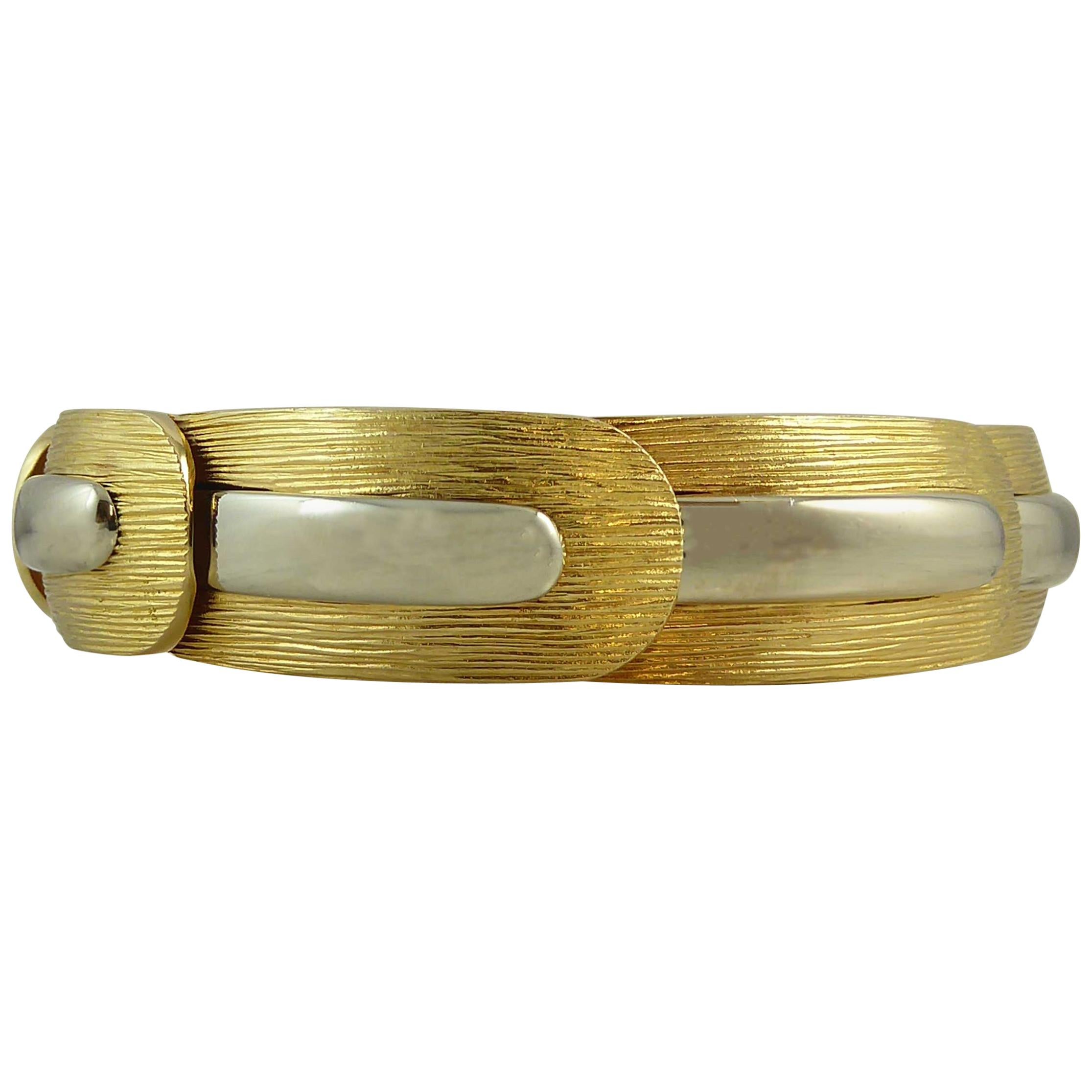 Vintage Designer Bracelet 1974, Lapponia Finland, Yellow and White Gold, Nordic For Sale