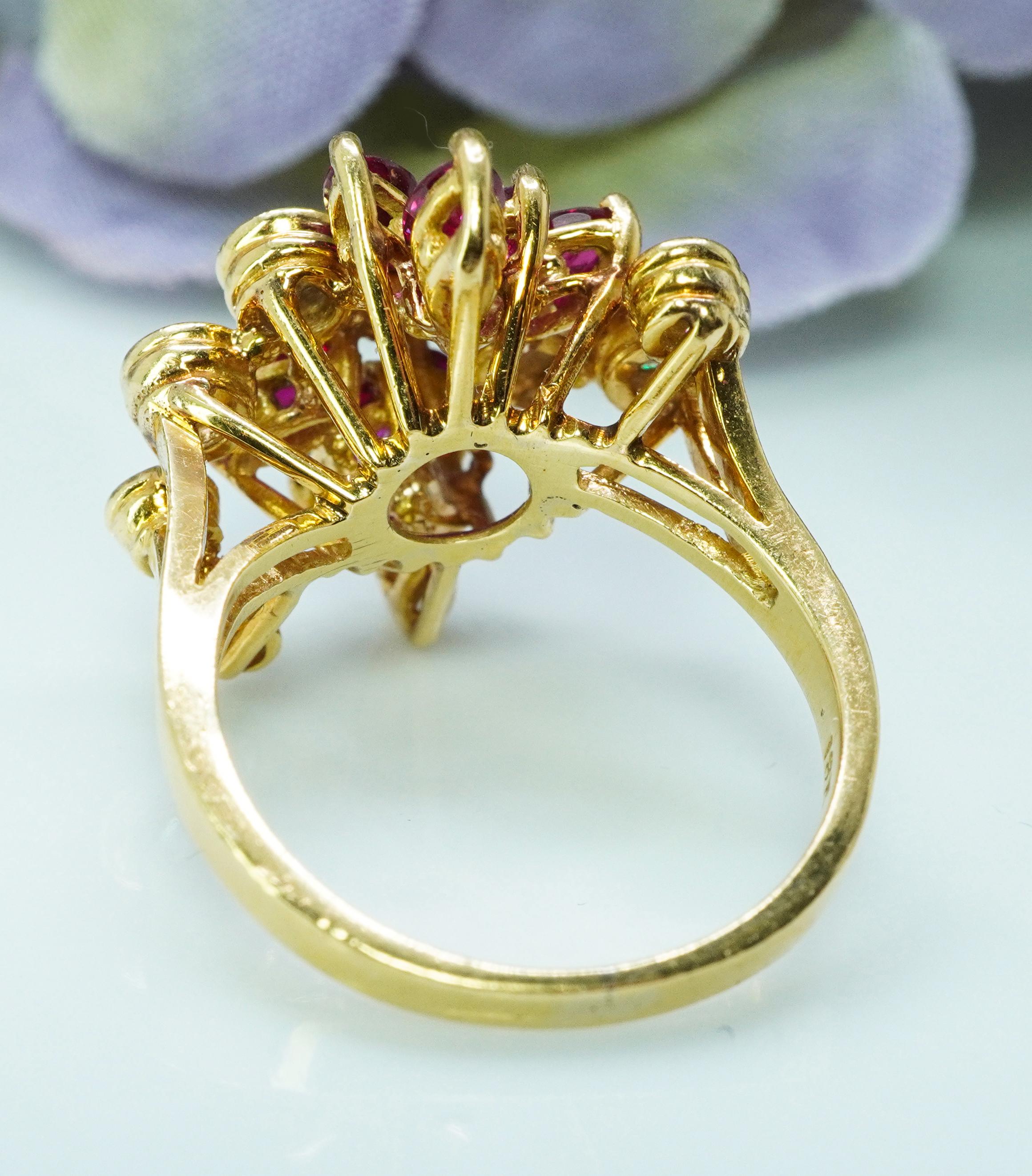 Vintage Designer Burmese Ruby Diamond Ring 18K Gold GC&G Sign Estate Midcentury im Angebot 2