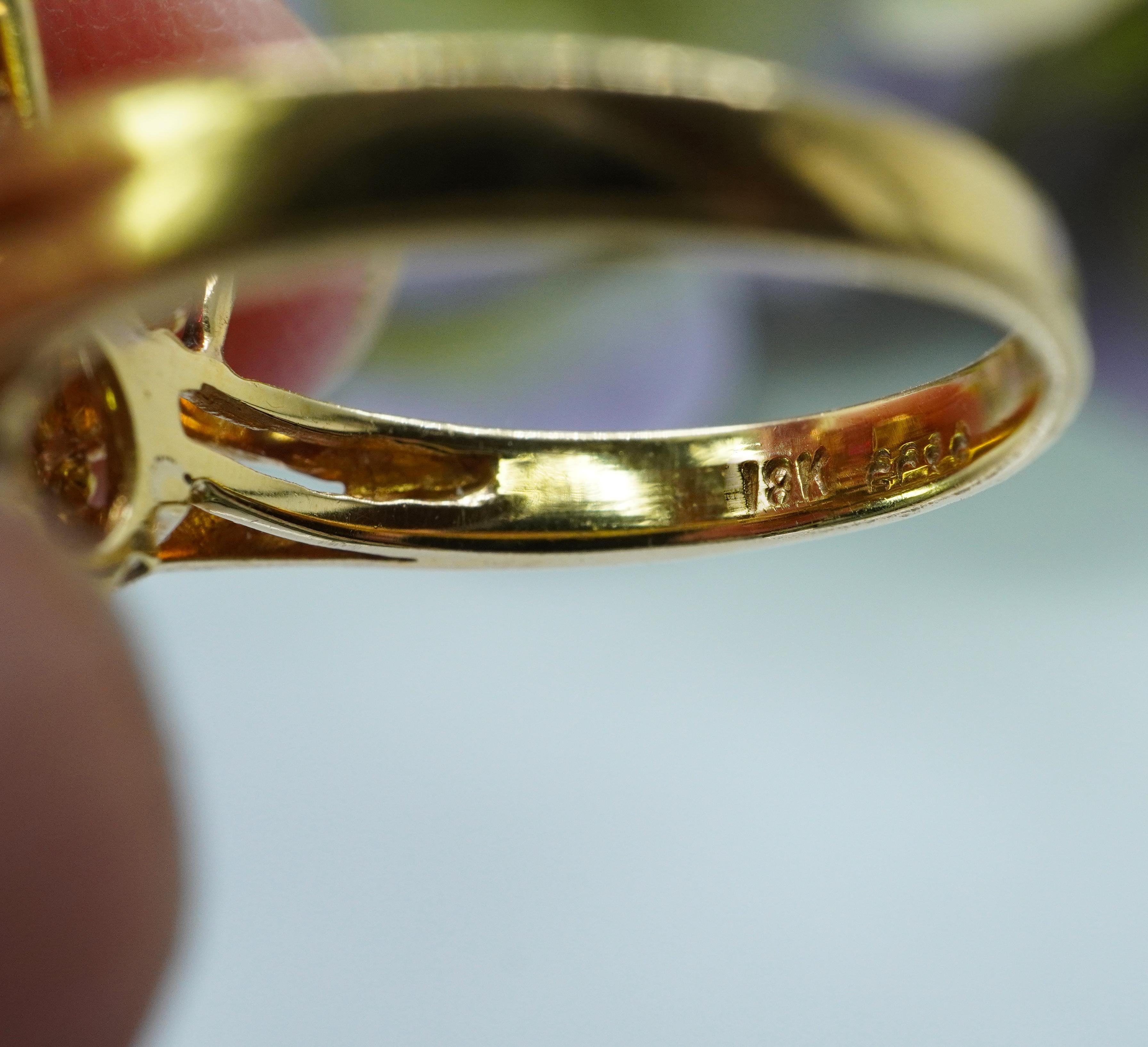Vintage Designer Burmese Ruby Diamond Ring 18K Gold GC&G Sign Estate Midcentury im Angebot 3