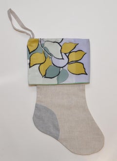 Vintage Designer Christian Fischbacher Silk Scarf Irish Linen Christmas Stocking