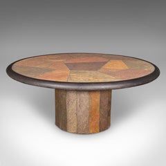 Vintage Designer Coffee Table, Dutch, Slate, Decorative, Brutalist, Paul Kingma