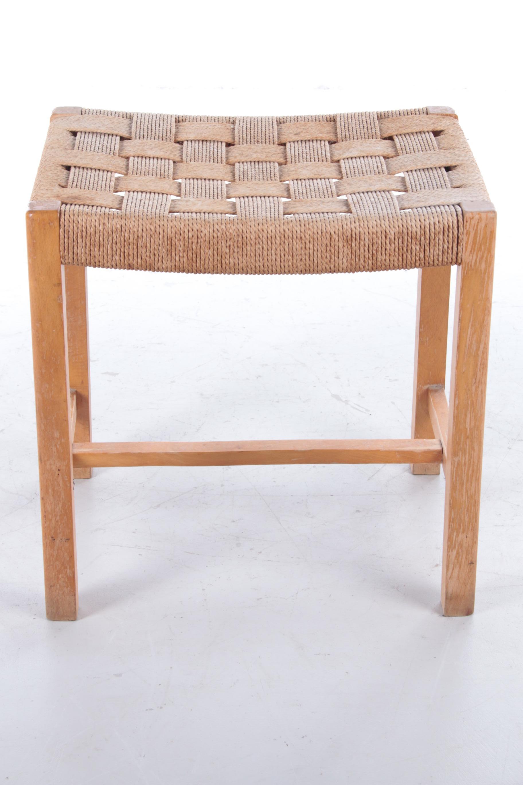 Vintage Designer Danish Woven Stool, 1960s In Good Condition For Sale In Oostrum-Venray, NL