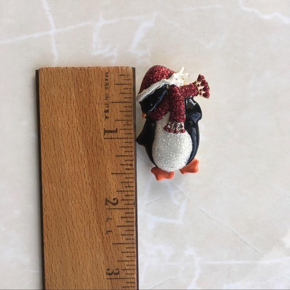 Women's or Men's Vintage Designer Enamel Penguin Brooch Happy Holiday Pin For Sale