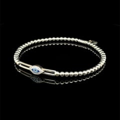 Vintage Designer Evil Eye Diamond Gold Stretch Bracelet