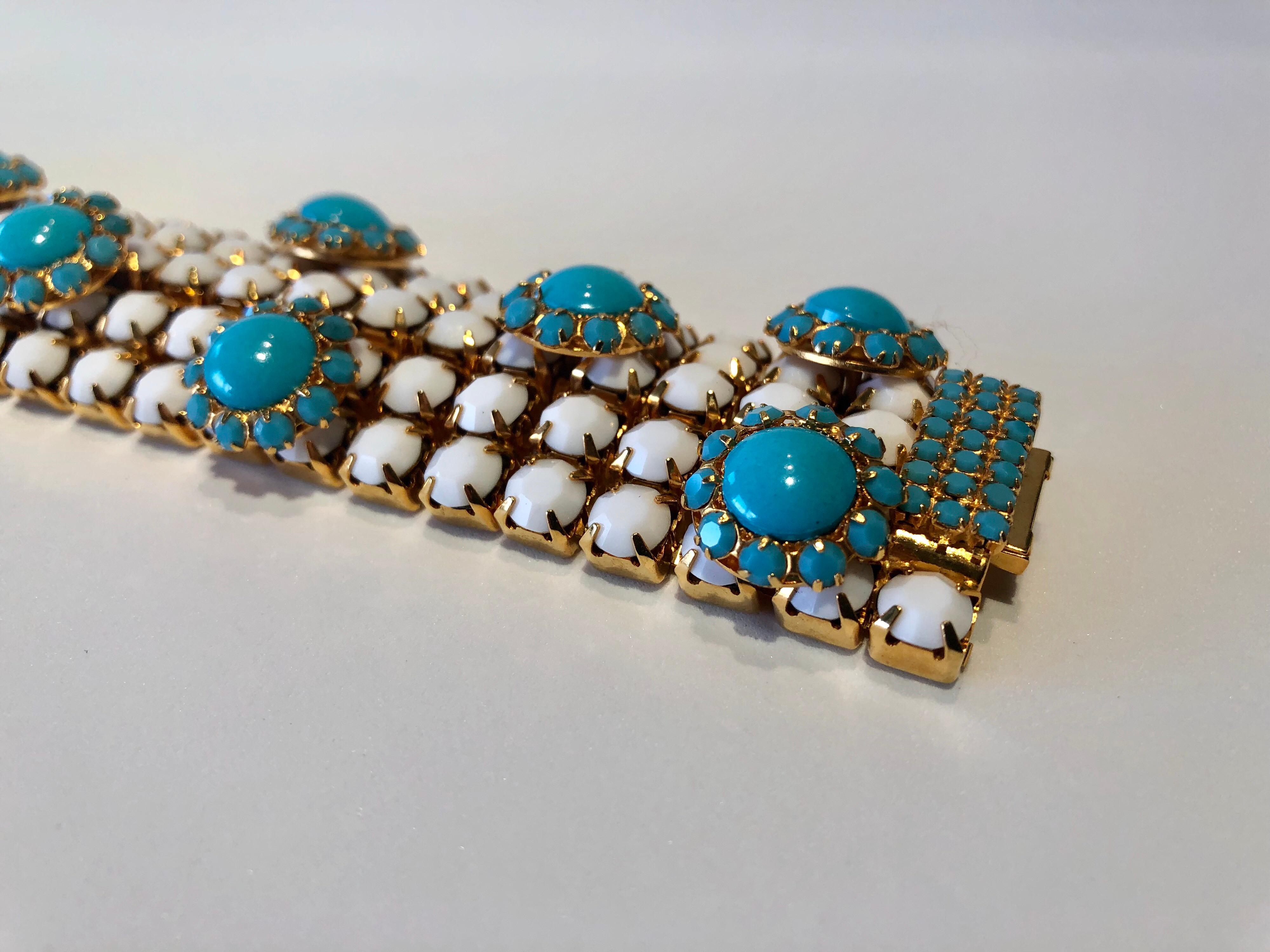 Vintage Designer Faux Turquoise Statement Bracelet  In Good Condition In Palm Springs, CA