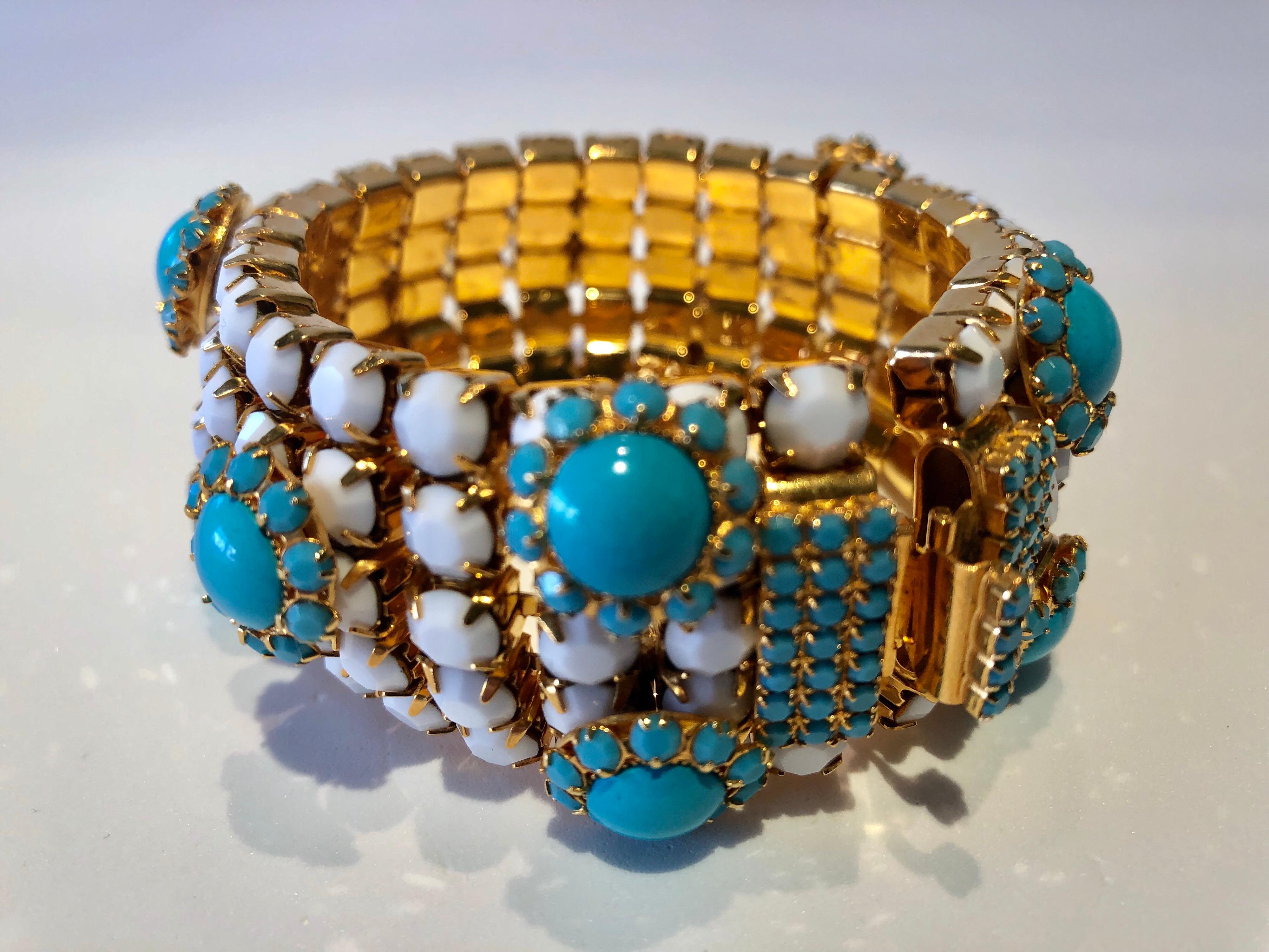 Vintage Designer Faux Turquoise Statement Bracelet  4