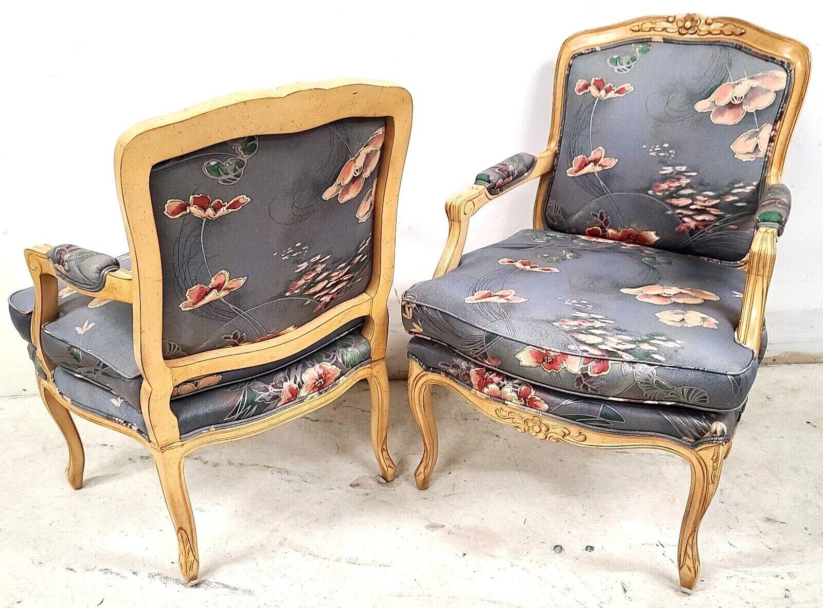 For FULL item description be sure to click on CONTINUE READING at the bottom of this listing.

Offering One Of Our Recent Palm Beach Estate Fine Furniture Acquisitions Of A
Pair of Vintage Designer French Provincial Accent Chairs by