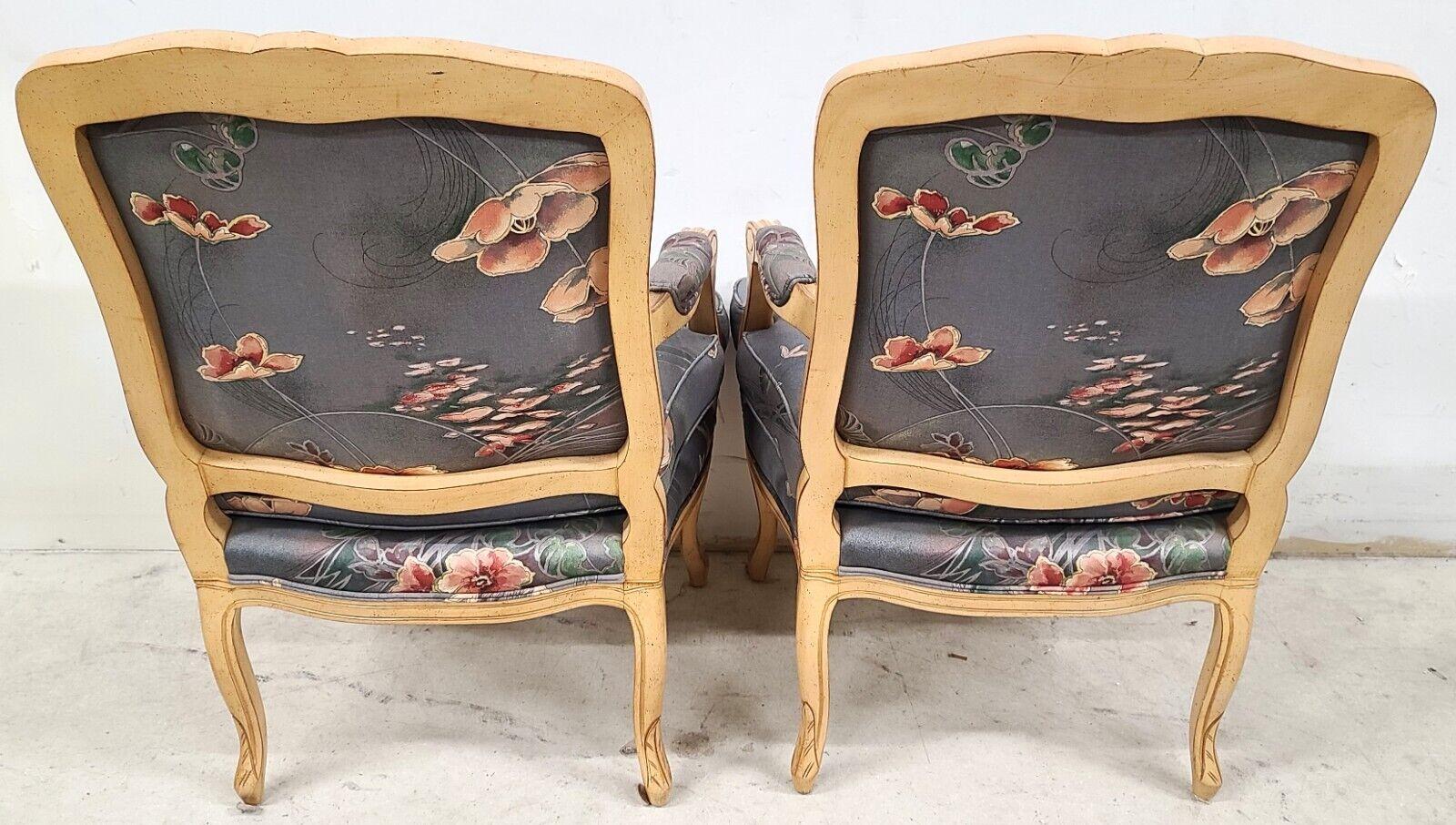 Cotton Vintage Designer French Provincial Accent Chairs by Emanuel, Set of 2 For Sale