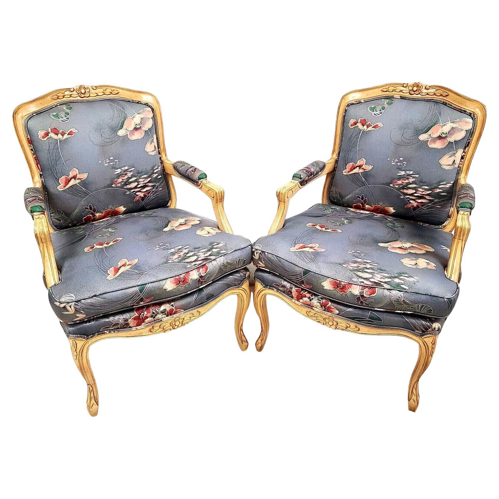 Vintage Designer French Provincial Accent Chairs by Emanuel, Set of 2