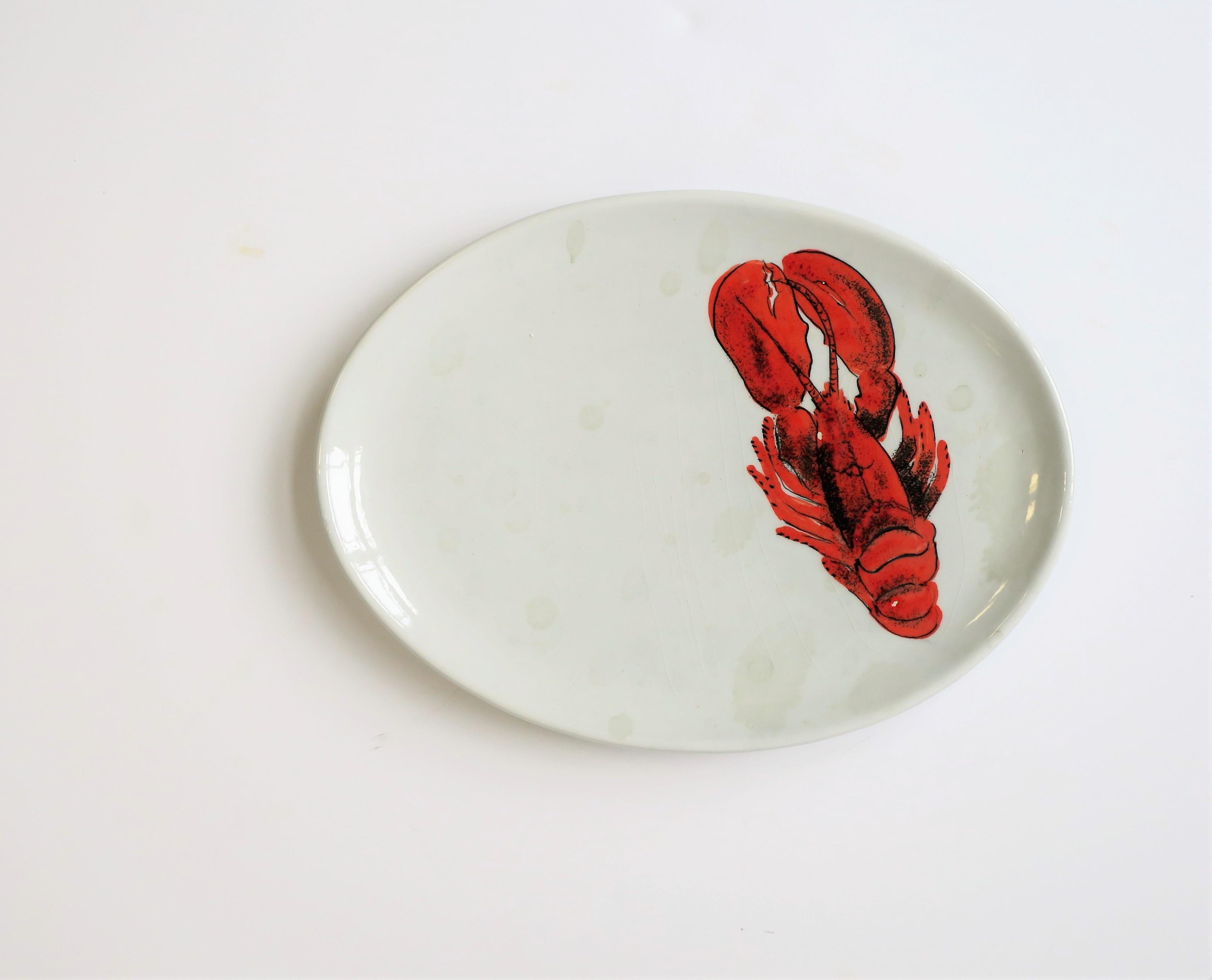 Summer Italian Lobster Dinner Plates with Forks from Sweden, Set of 6 For Sale 3