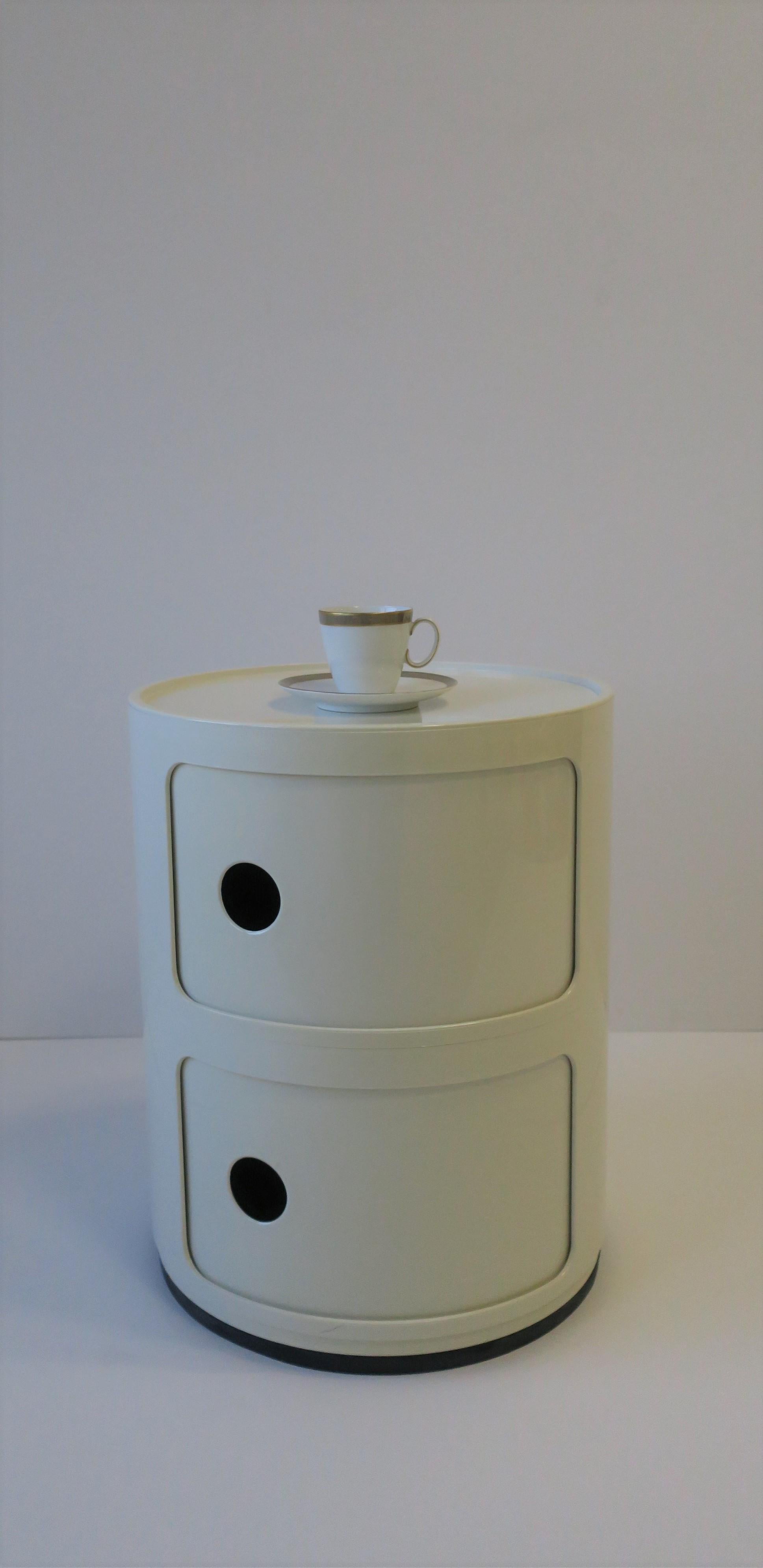 Vintage Designer Italian Postmodern Kartell White Storage Cabinet 2