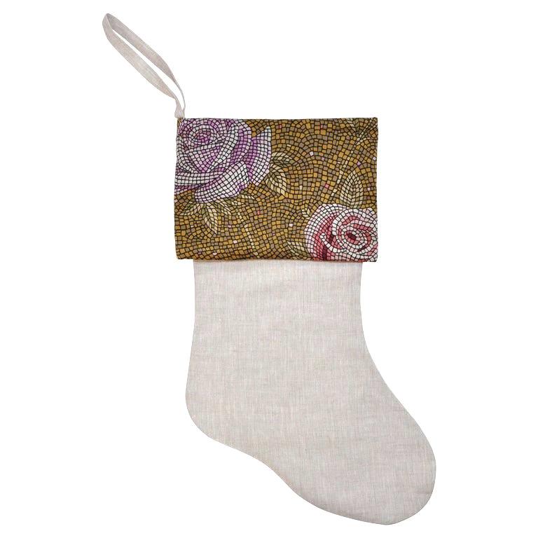 Vintage Designer Jacqmar Silk Scarf and Pure Irish Linen Christmas Stocking Gold at 1stDibs