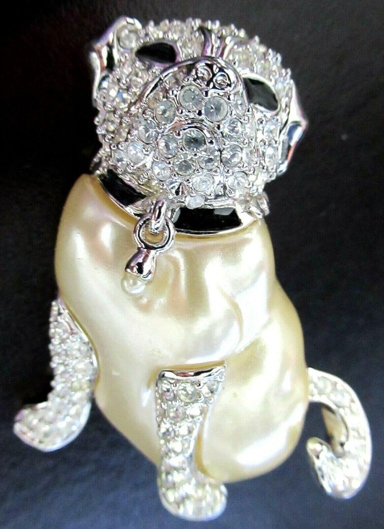 Vintage Pearl belly Dog pin