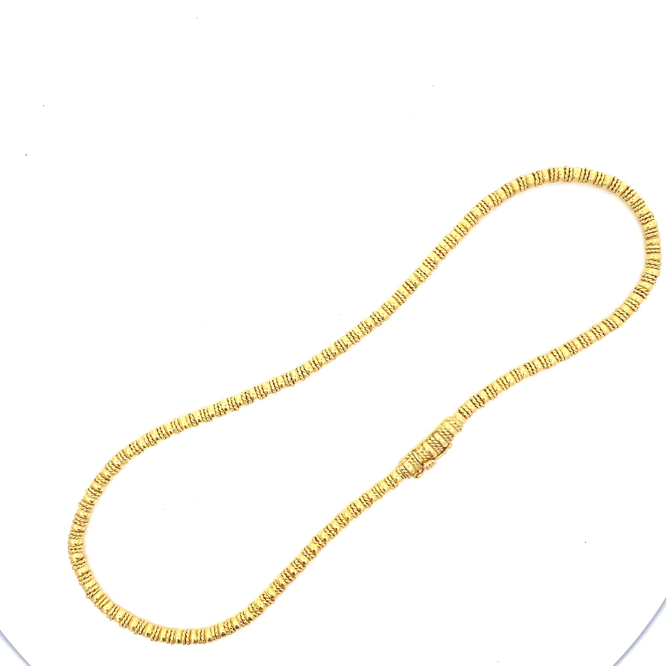 Vintage Designer Lalaounis Gold Beaded Necklace, 22k, c. 1980 In Good Condition In Brooklyn, NY
