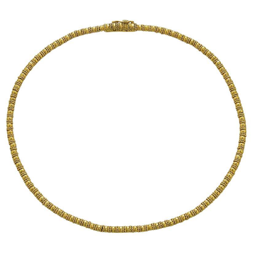 Vintage Designer Lalaounis Gold Beaded Necklace, 22k, c. 1980