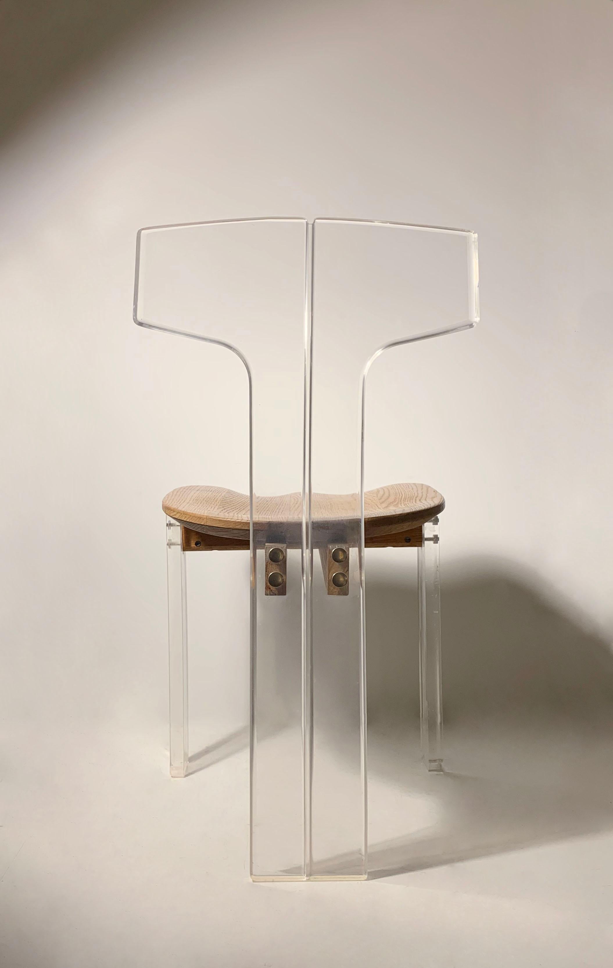 Vintage Designer Lucite T-Back Side / Desk Chair In Good Condition For Sale In Chicago, IL