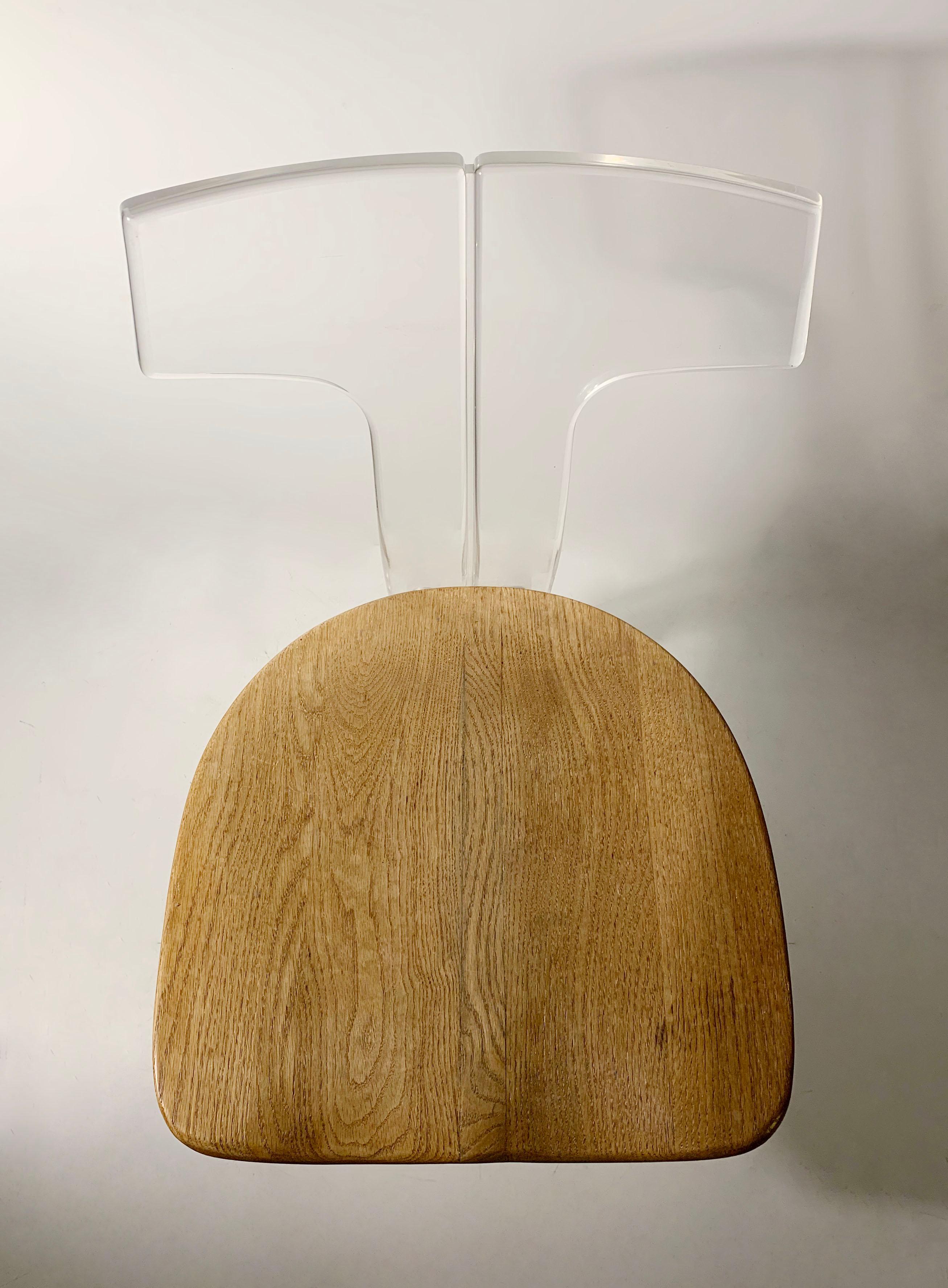 20th Century Vintage Designer Lucite T-Back Side / Desk Chair For Sale