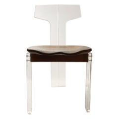 Silla Lateral / de Escritorio Vintage Designer Lucite T-Back