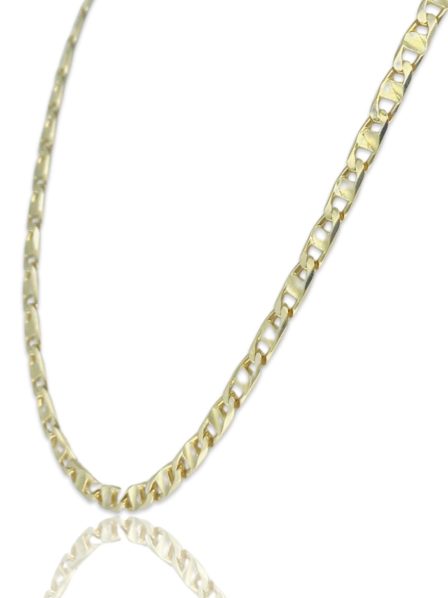 Vintage Designer Men’s 5mm Fancy Mariner Link Chain Necklace 14k Gold In Good Condition For Sale In Miami, FL