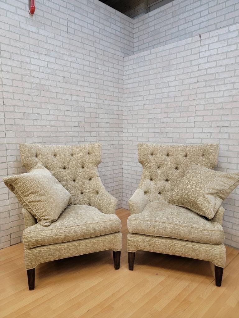 Vintage Designer Oversized Wingback Lounge Chairs by Marge Carson 5