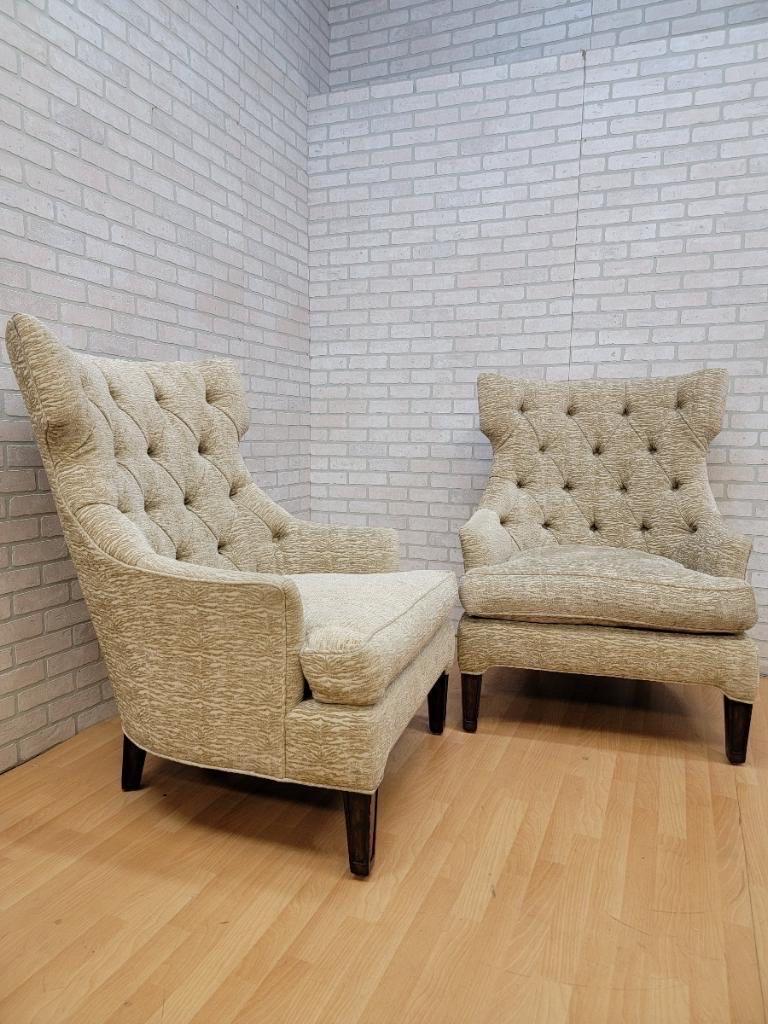 Late 20th Century Vintage Designer Oversized Wingback Lounge Chairs by Marge Carson