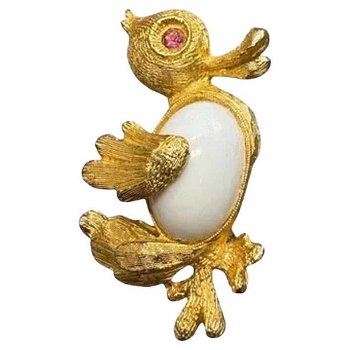 Vintage Designer Signed Dodds Mid Century Modern Jelly Belly Duck Brooch Pin