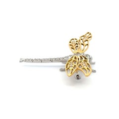 Alfiler broche libélula de oro con diamantes HENRY DANKNER firmado por un diseñador vintage