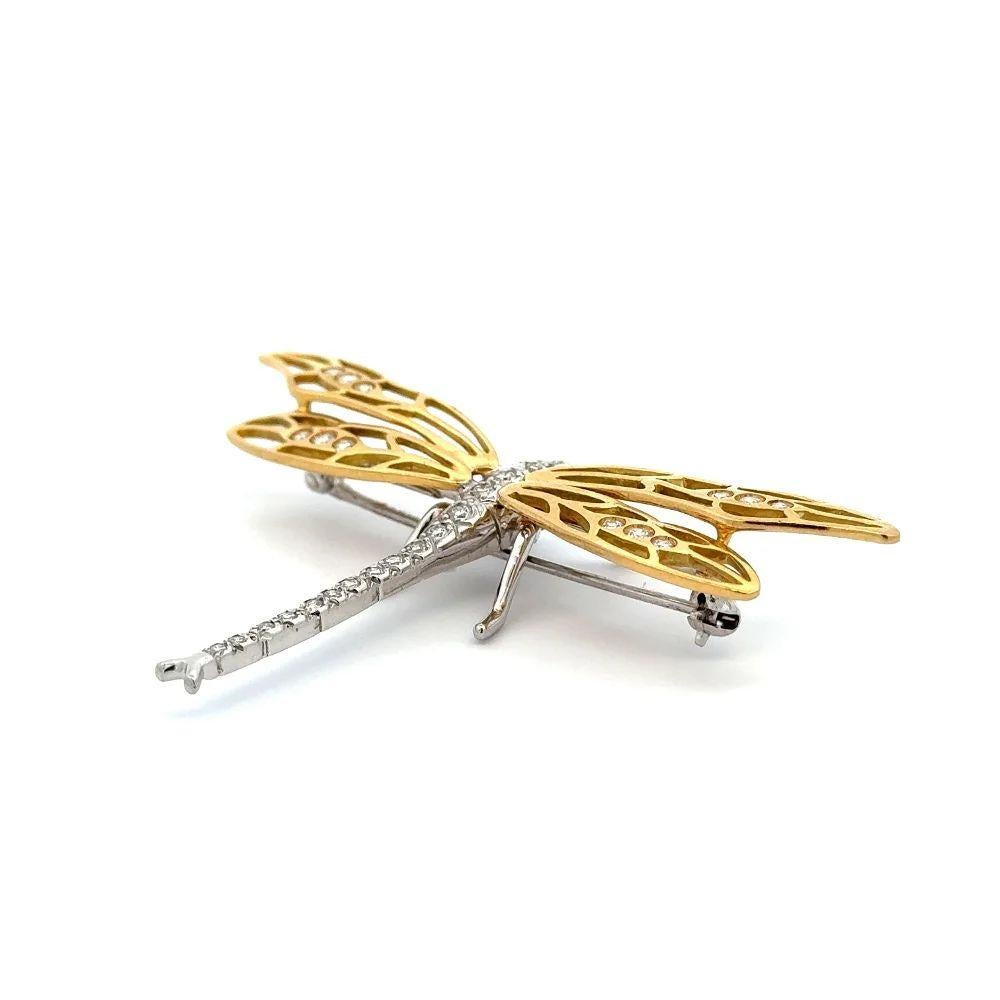 Vintage Designer Signed HENRY DANKNER Diamond Gold Dragonfly Brooch Pin For Sale 2