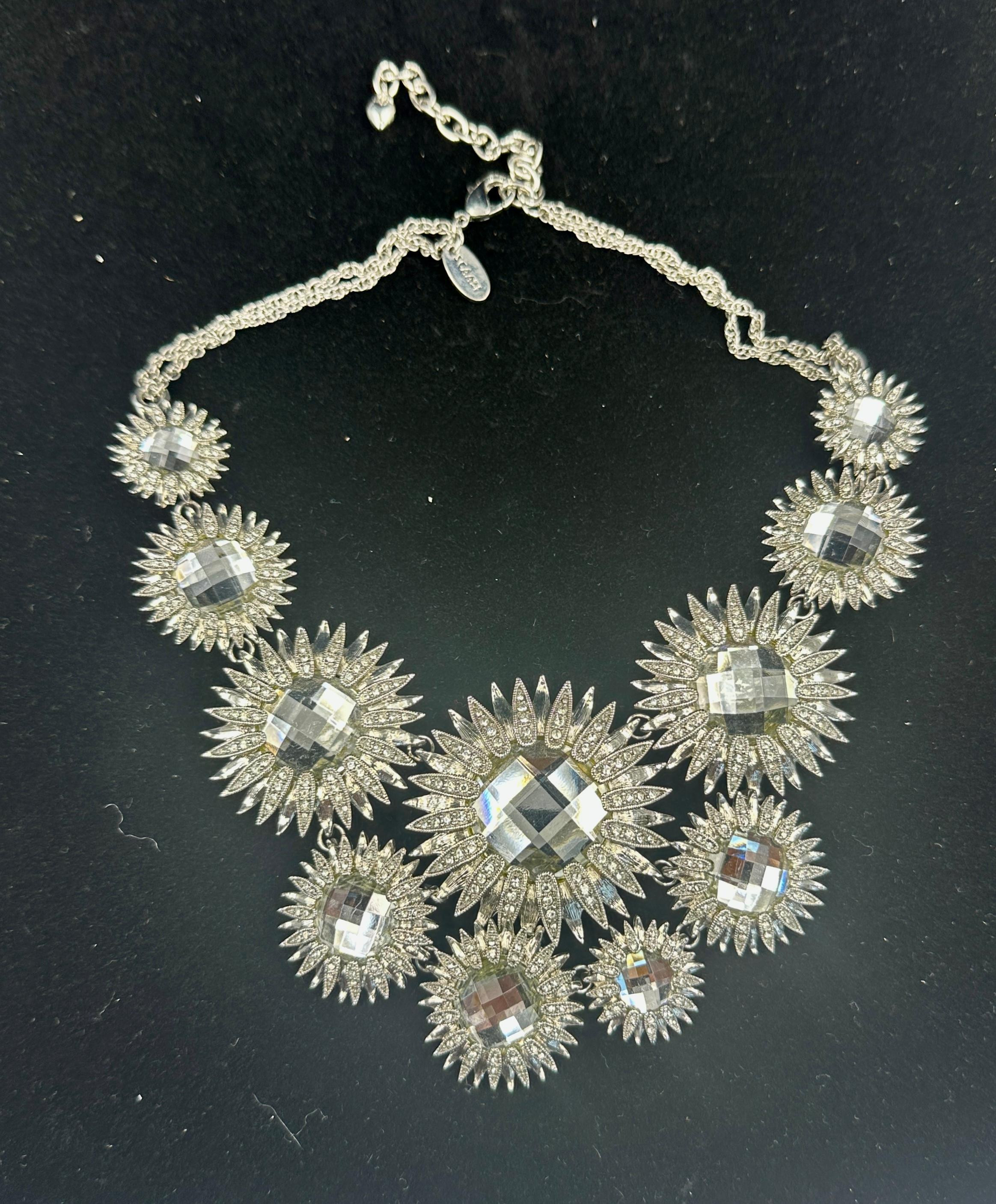 Vintage Designer signiert Scaasi Start-und Landebahn Halskette 1950er Jahre Blume Sonne Stern Sunburst im Zustand „Hervorragend“ im Angebot in New York, NY