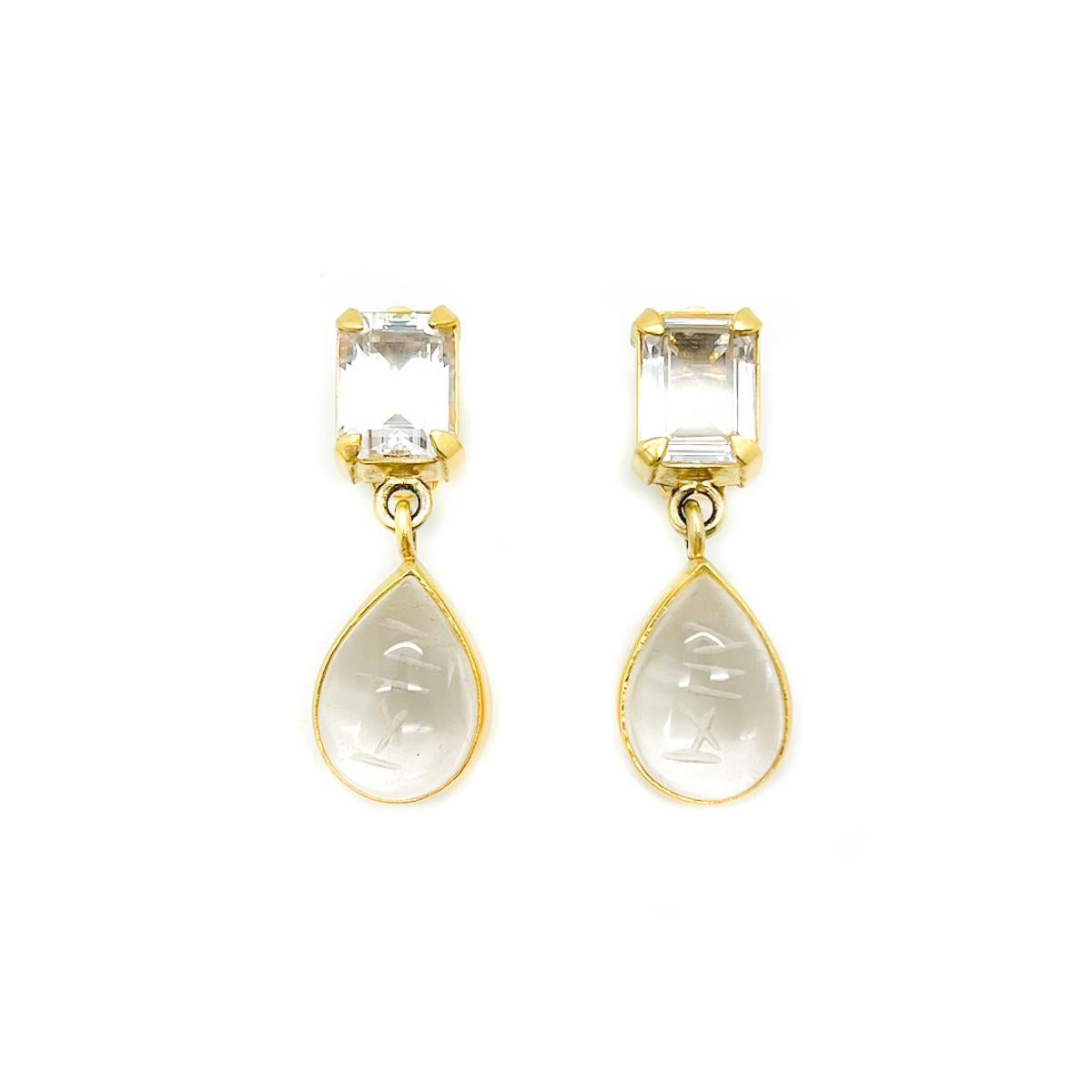 Vintage Designer-Ohrringe aus geschnitztem Bergkristall aus Sterling, 1990er Jahre für Damen oder Herren im Angebot
