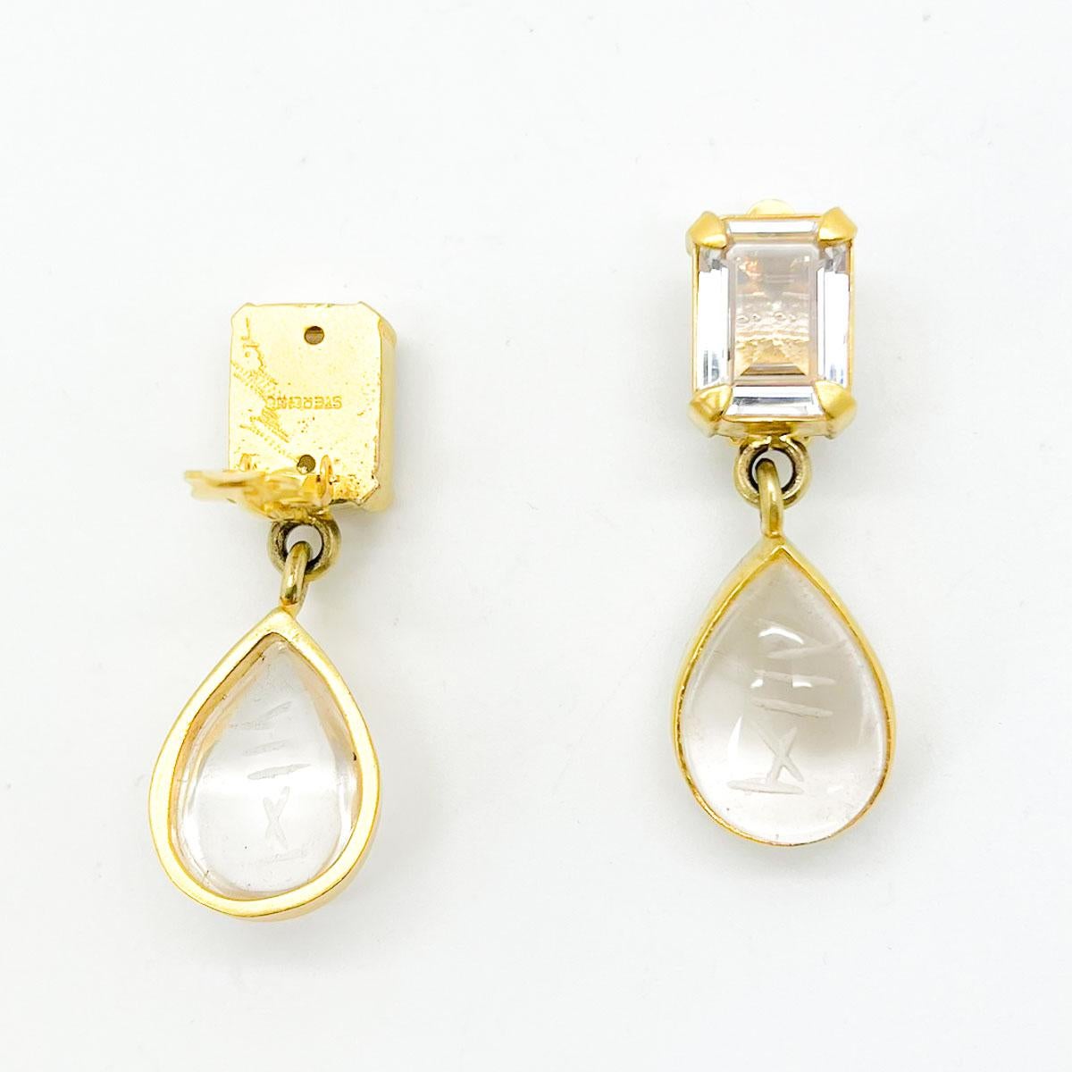 Vintage Designer-Ohrringe aus geschnitztem Bergkristall aus Sterling, 1990er Jahre im Angebot 1