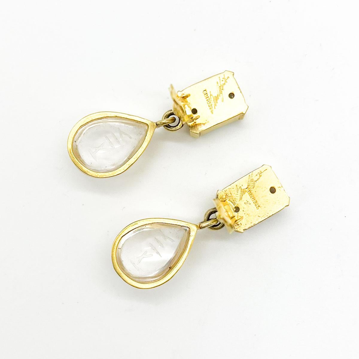 Vintage Designer-Ohrringe aus geschnitztem Bergkristall aus Sterling, 1990er Jahre im Angebot 2
