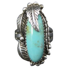 Carol Felley, bague vintage en argent sterling turquoise taille 9, 1996