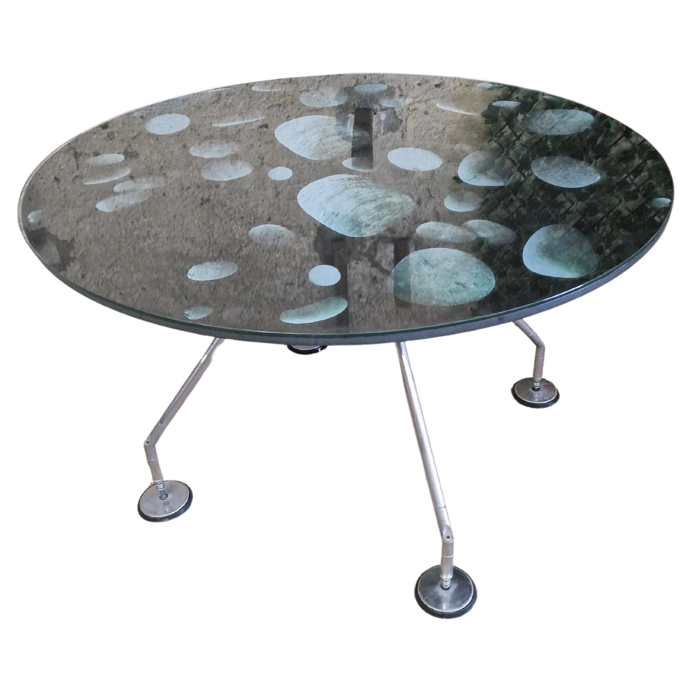 Vintage Table Sir Norman Foster 1935 Techno Edition with Pebbles