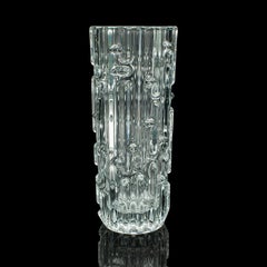 Vintage Designer Vase, Czech, Bohemian Art Glass, Flower Sleeve, Mid Century