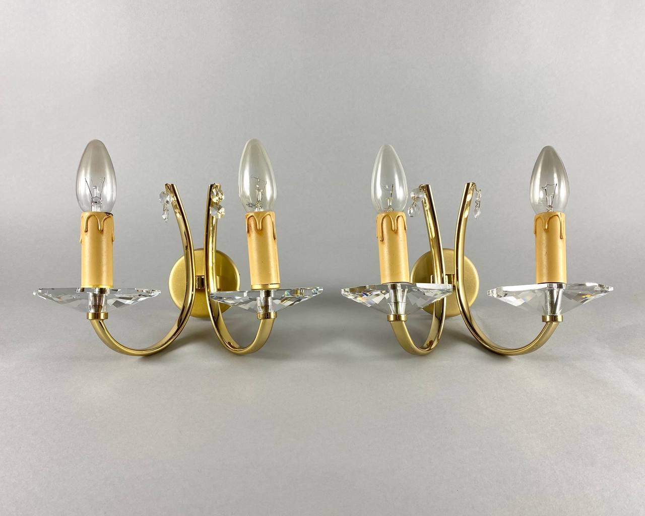 Portuguese Vintage Designer Wall Lamps in Gilt Brass by Candeeiros Castro, Portugal For Sale