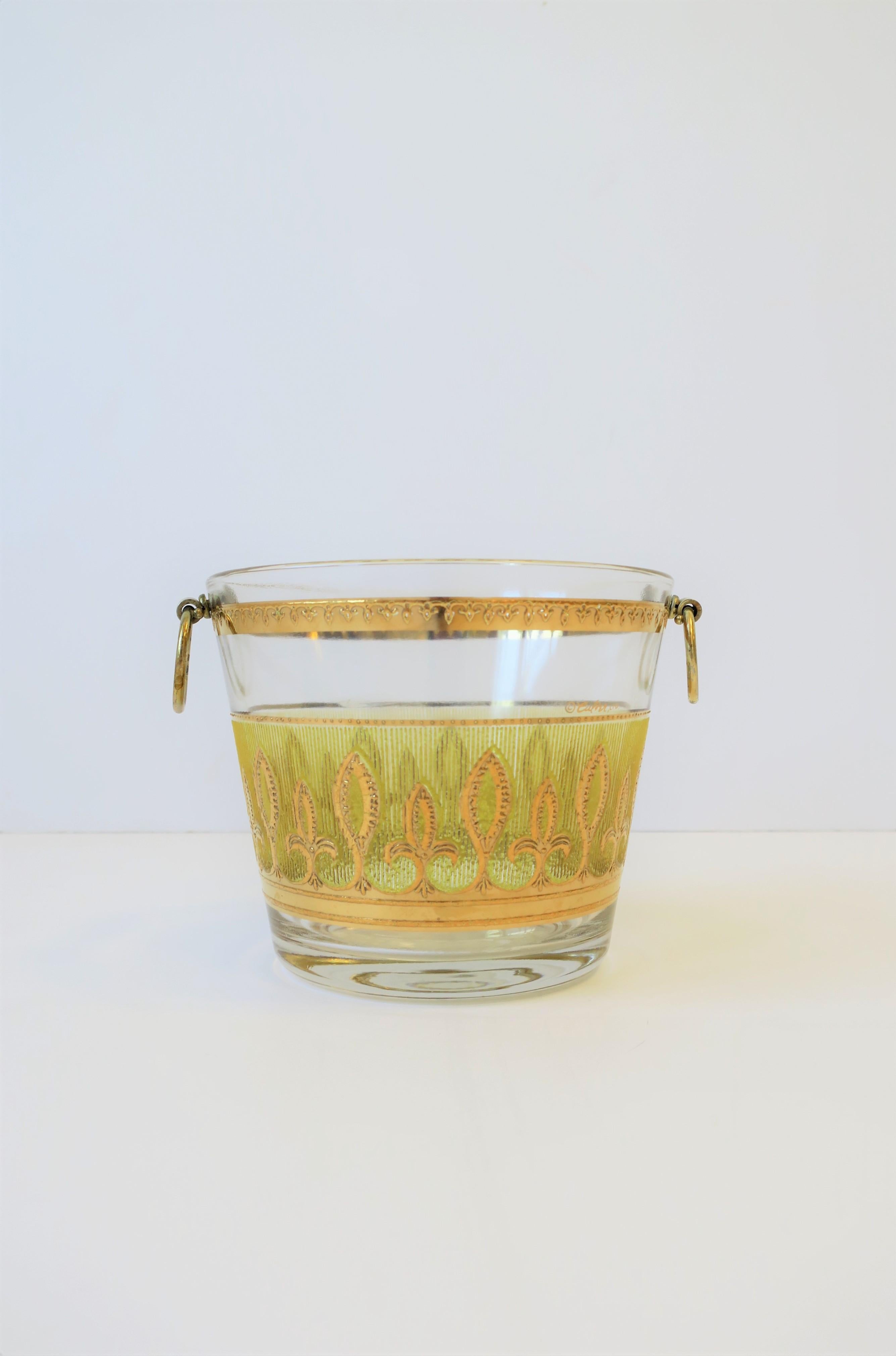 20th Century Yellow & 22-Karat Gold Ice Bucket By Culver Ltd., circa 1960s, Brooklyn NY For Sale