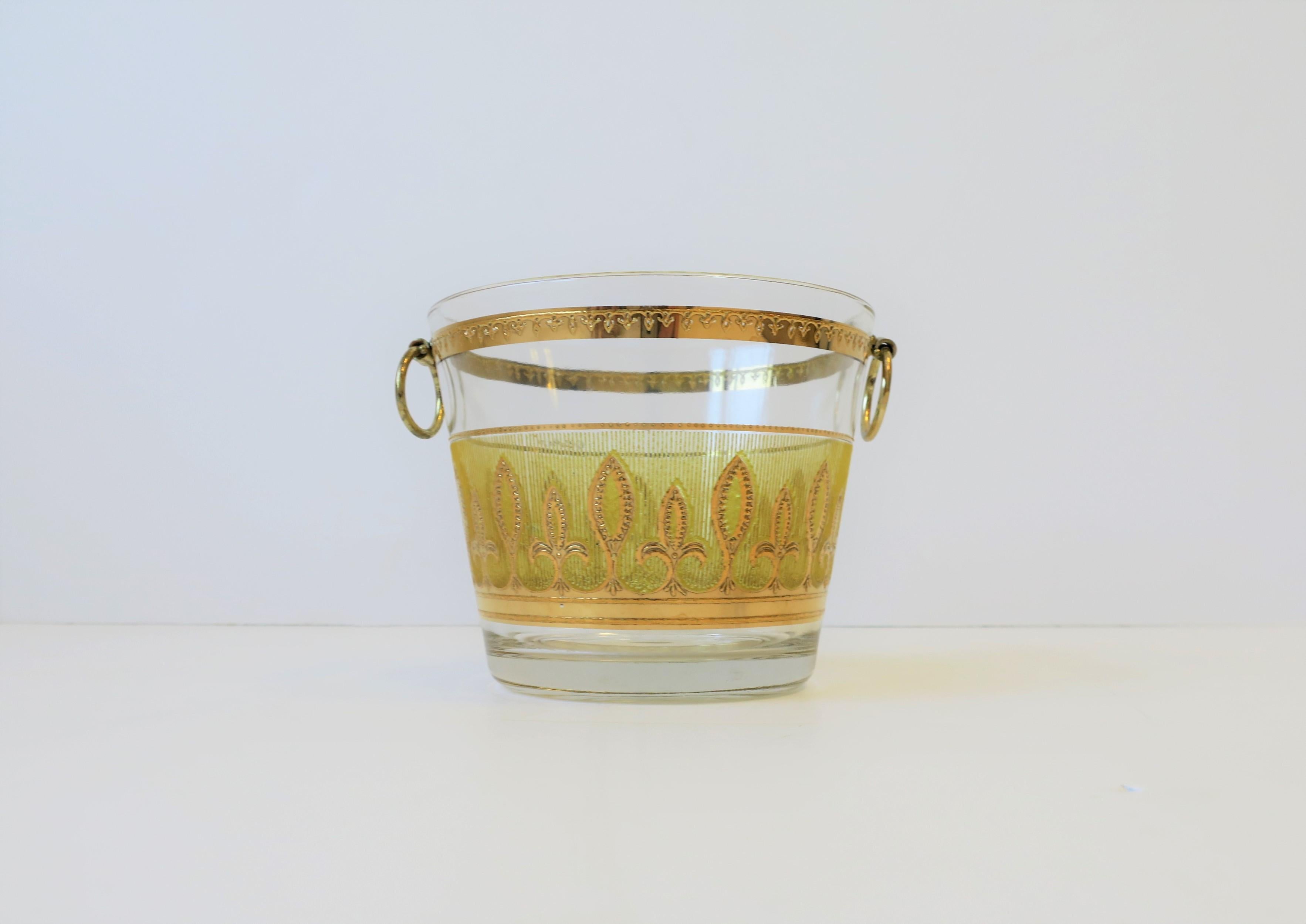 Yellow & 22-Karat Gold Ice Bucket By Culver Ltd., circa 1960s, Brooklyn NY For Sale 1