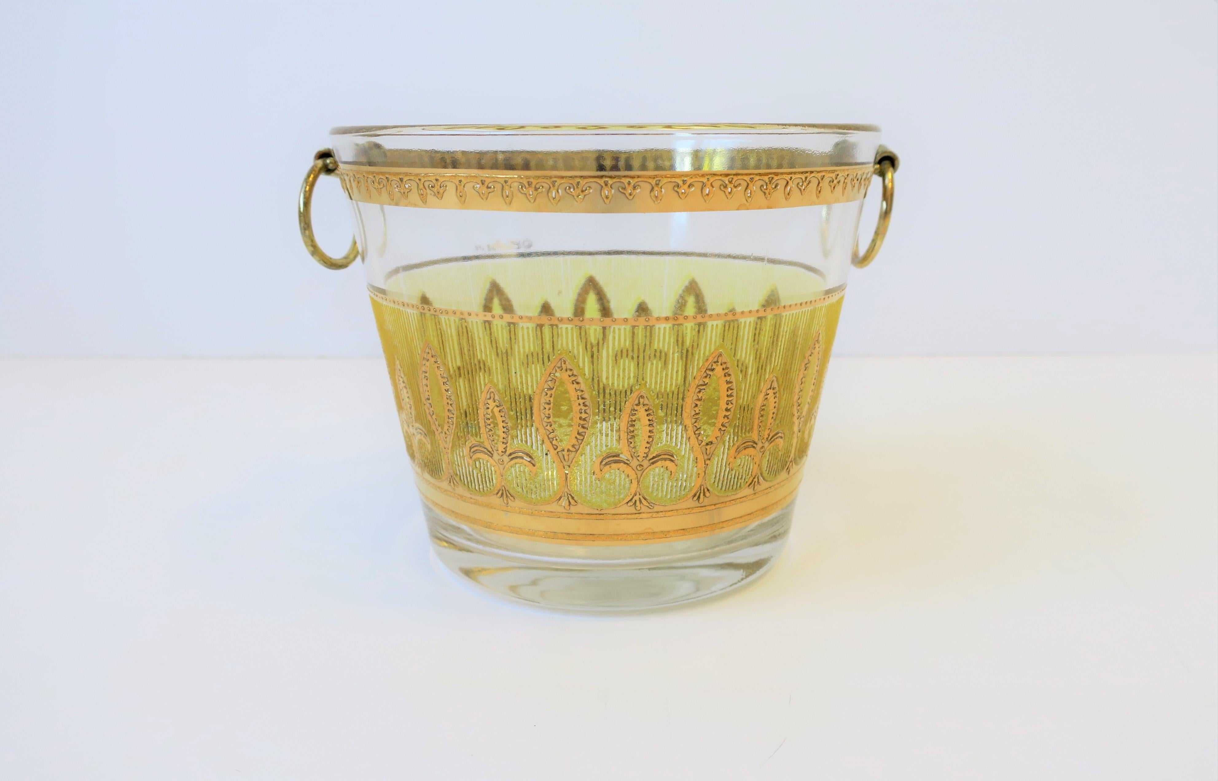 Yellow & 22-Karat Gold Ice Bucket By Culver Ltd., circa 1960s, Brooklyn NY For Sale 2