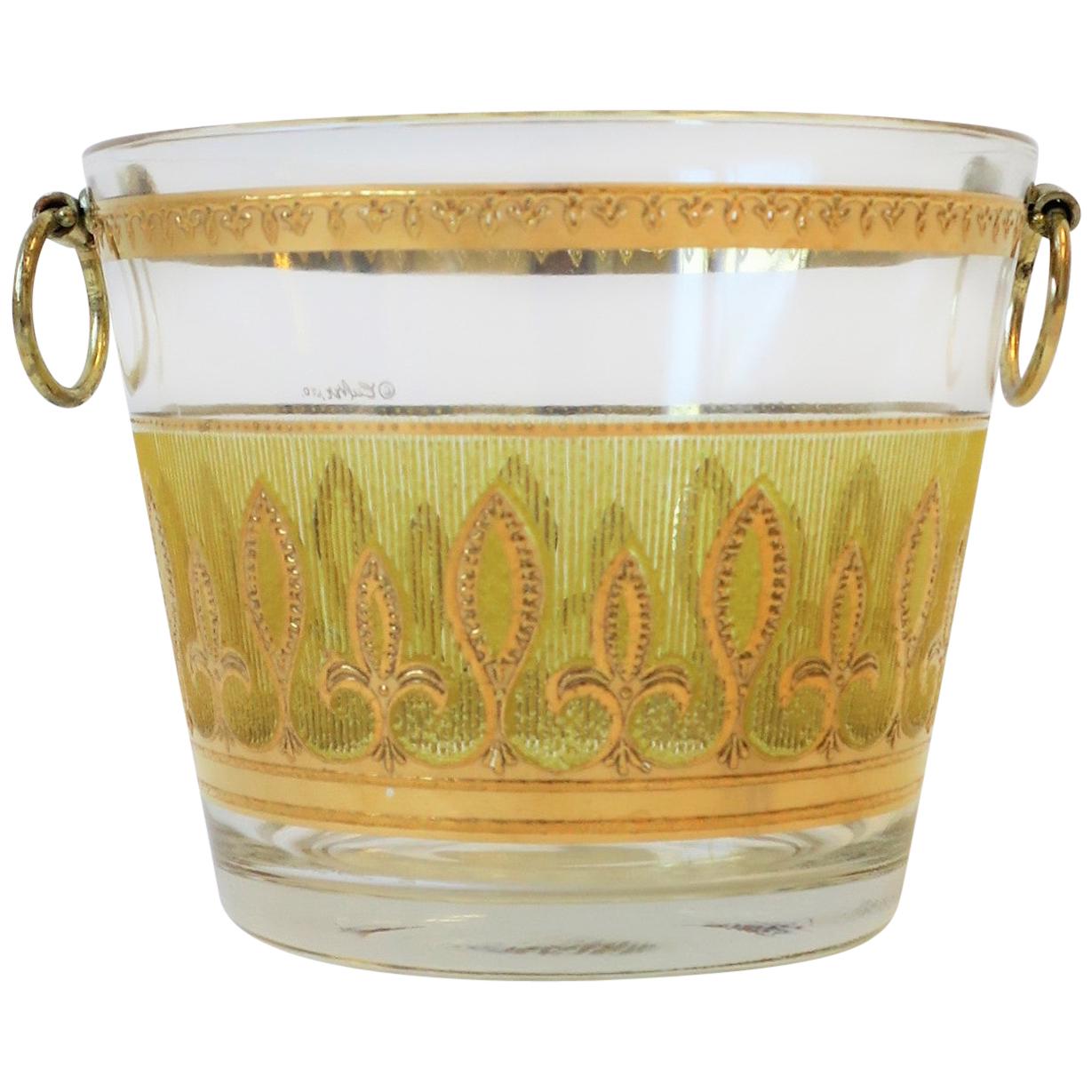 Yellow & 22-Karat Gold Ice Bucket By Culver Ltd., circa 1960s, Brooklyn NY For Sale