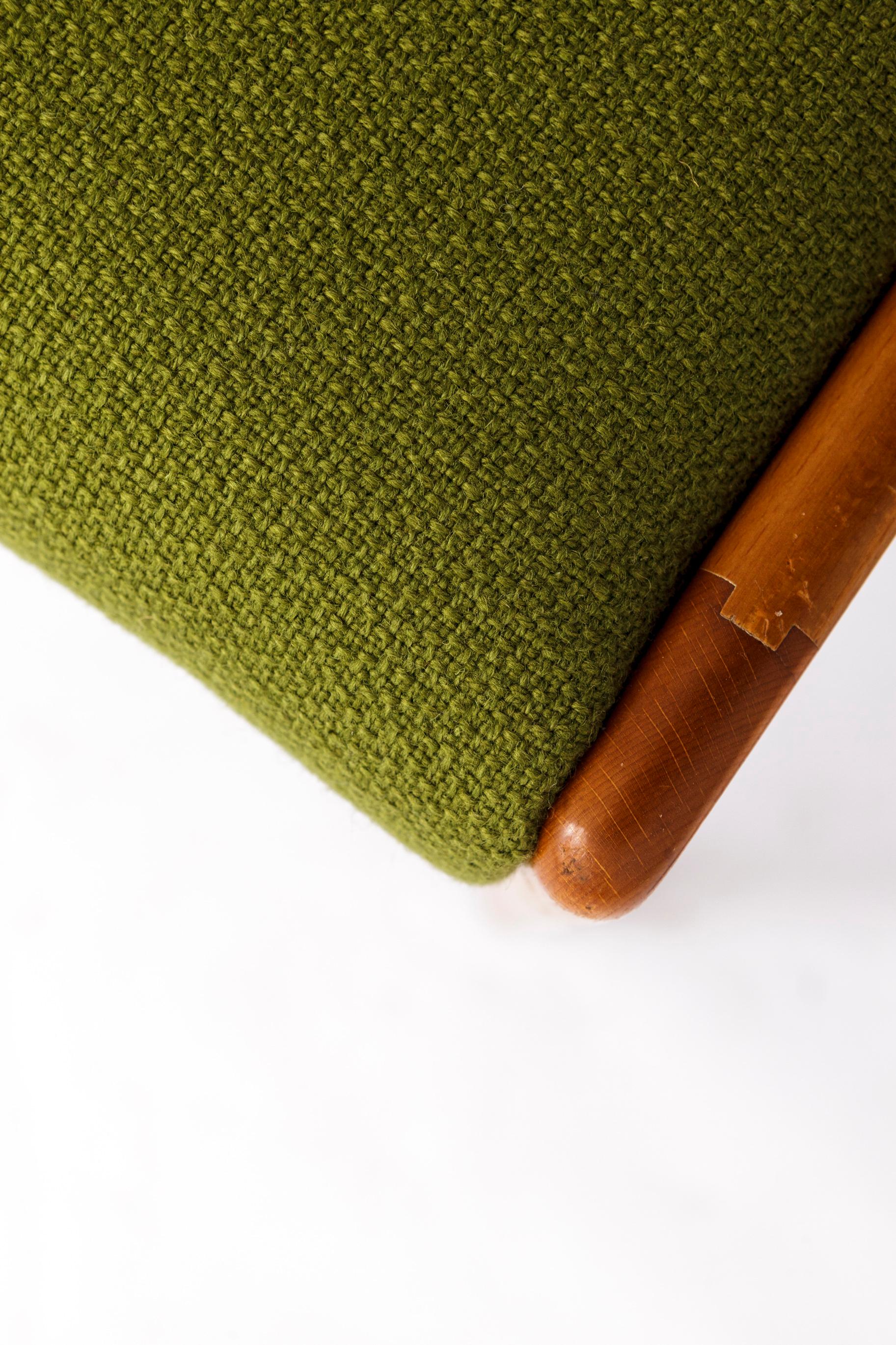 Polished Vintage Desk Chair  1960s-1970s Mid-Century Office Chair  Beech Wood Frame & G