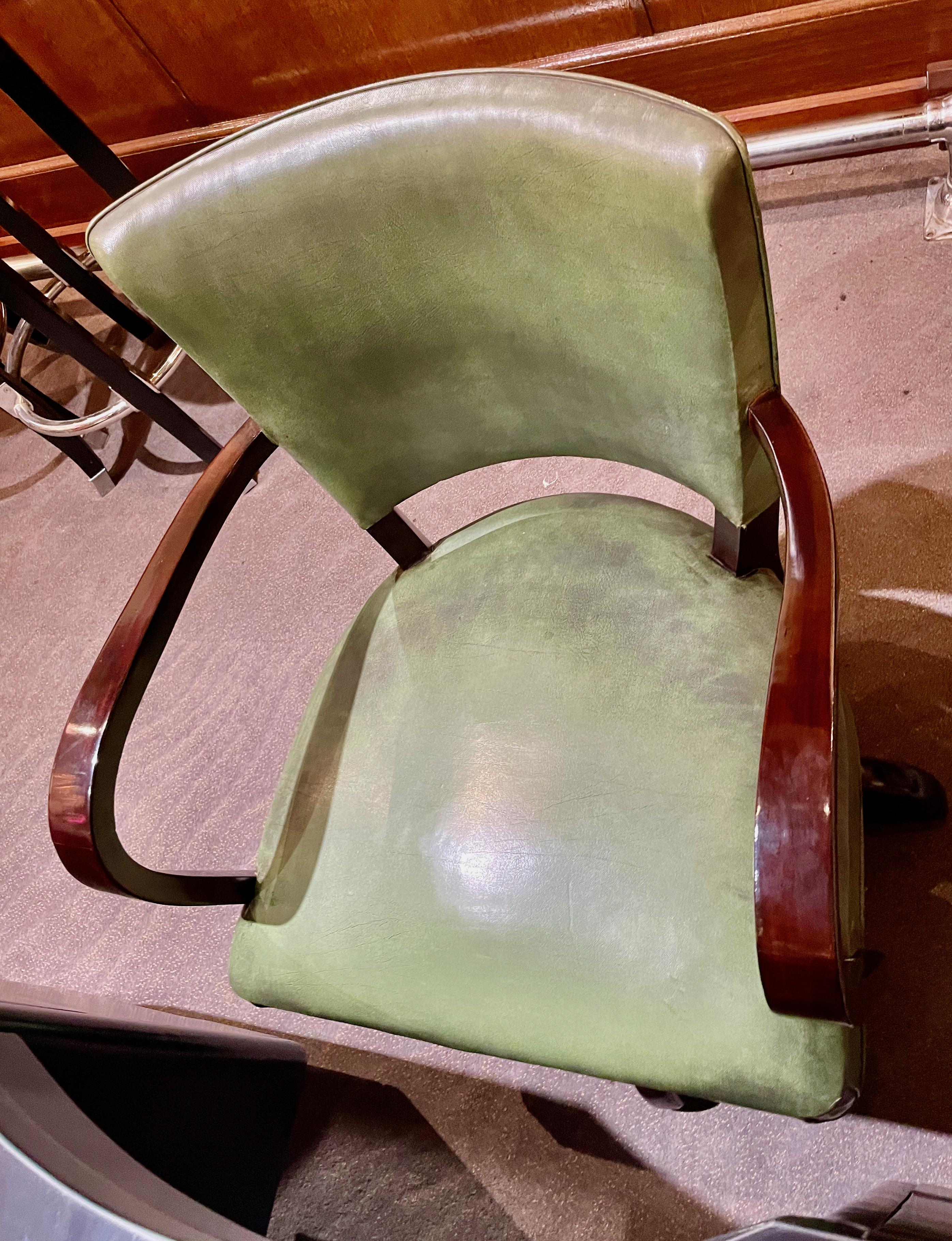 Vintage Desk Chair Restored Original Leather 2