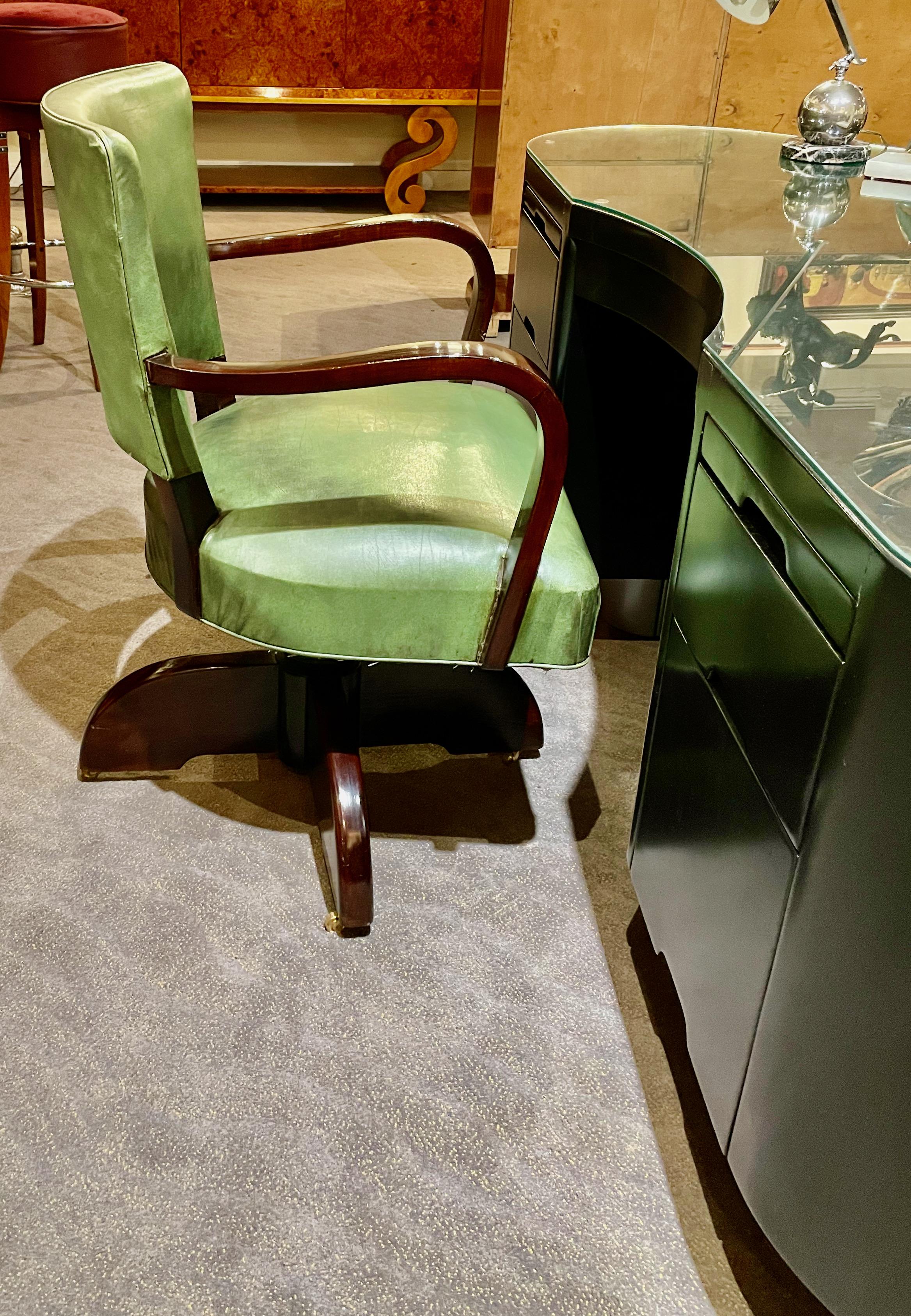 Vintage Desk Chair Restored Original Leather 3